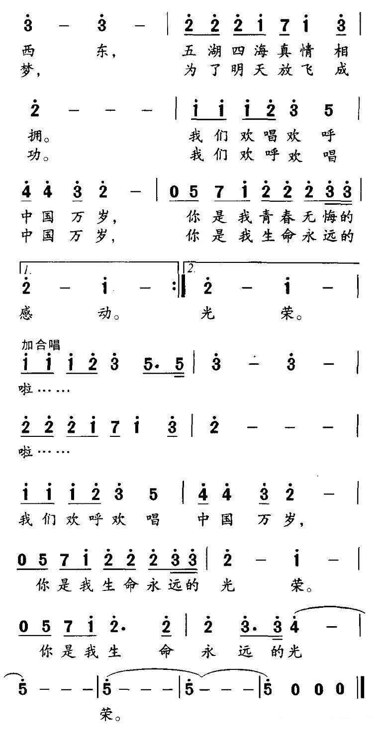 《中国万岁》简谱（第2页）