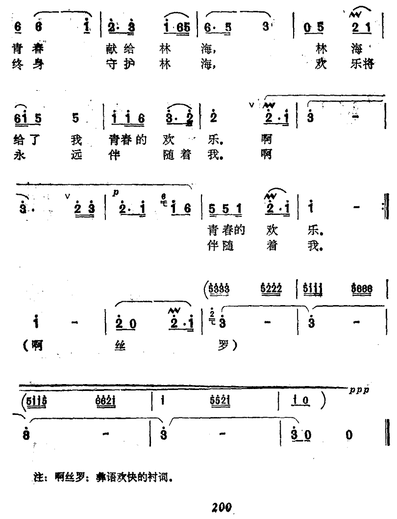 护林员之歌简谱(王致铨词 李景铄 张用生曲)_护林员之歌民歌谱
