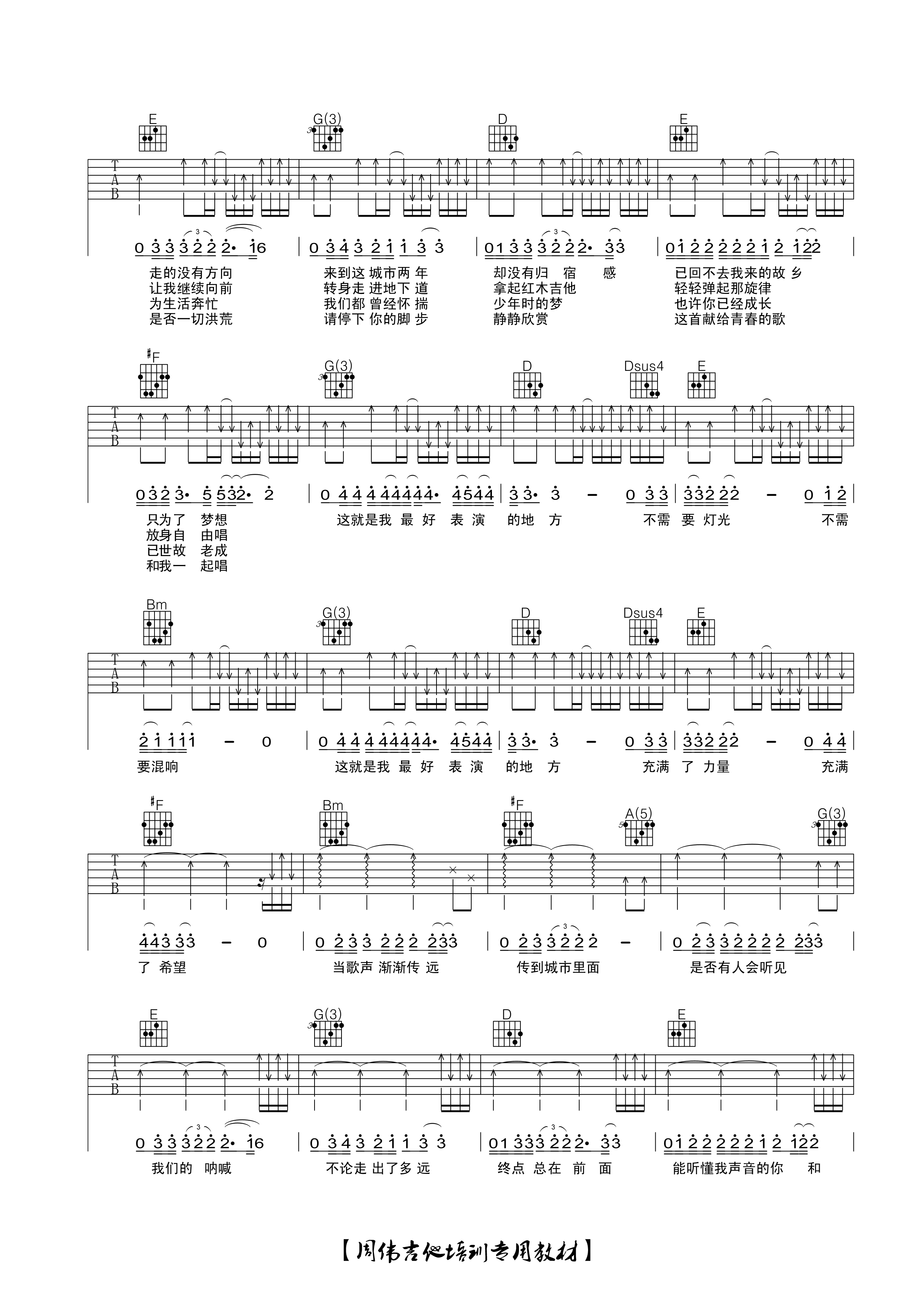 加州旅馆吉他谱_沙建微_D调调弦原版-图片1