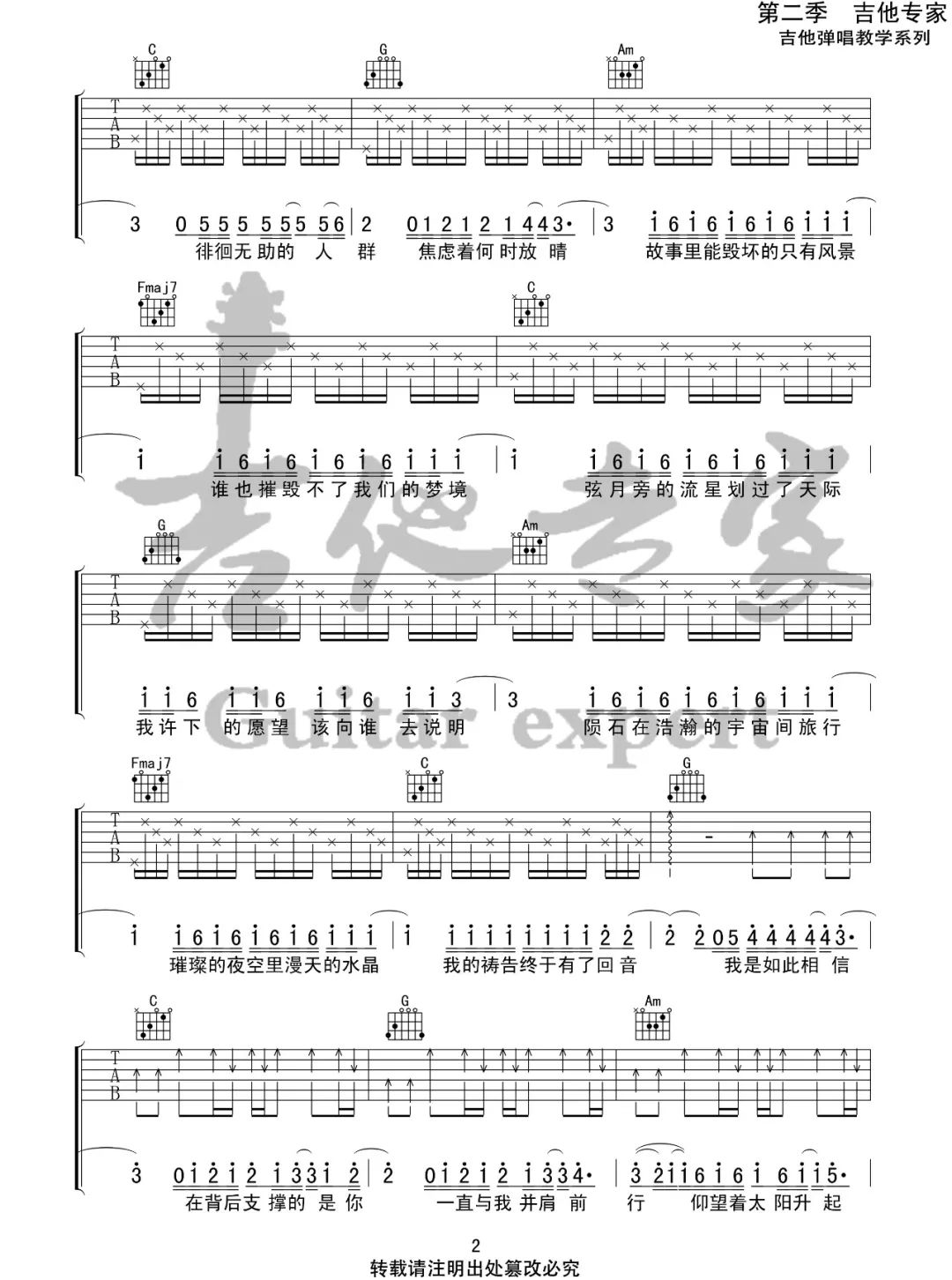 我是如此相信吉他谱_周杰伦_C调扫弦原版-图片1