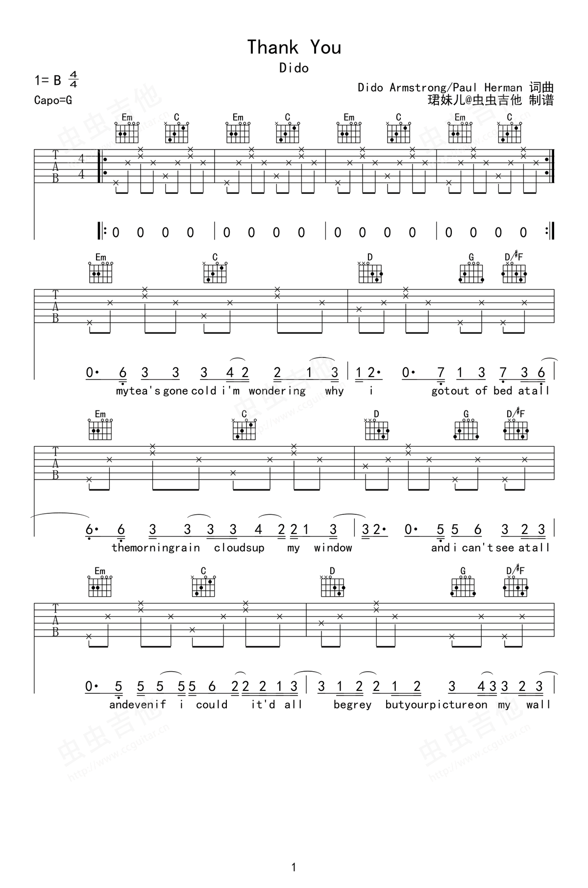 Thank-You吉他谱1-Dido