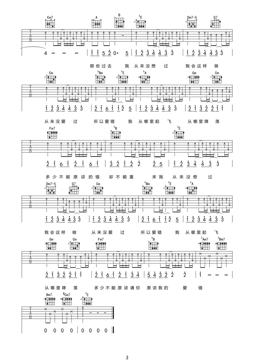 爱错吉他谱3-王力宏