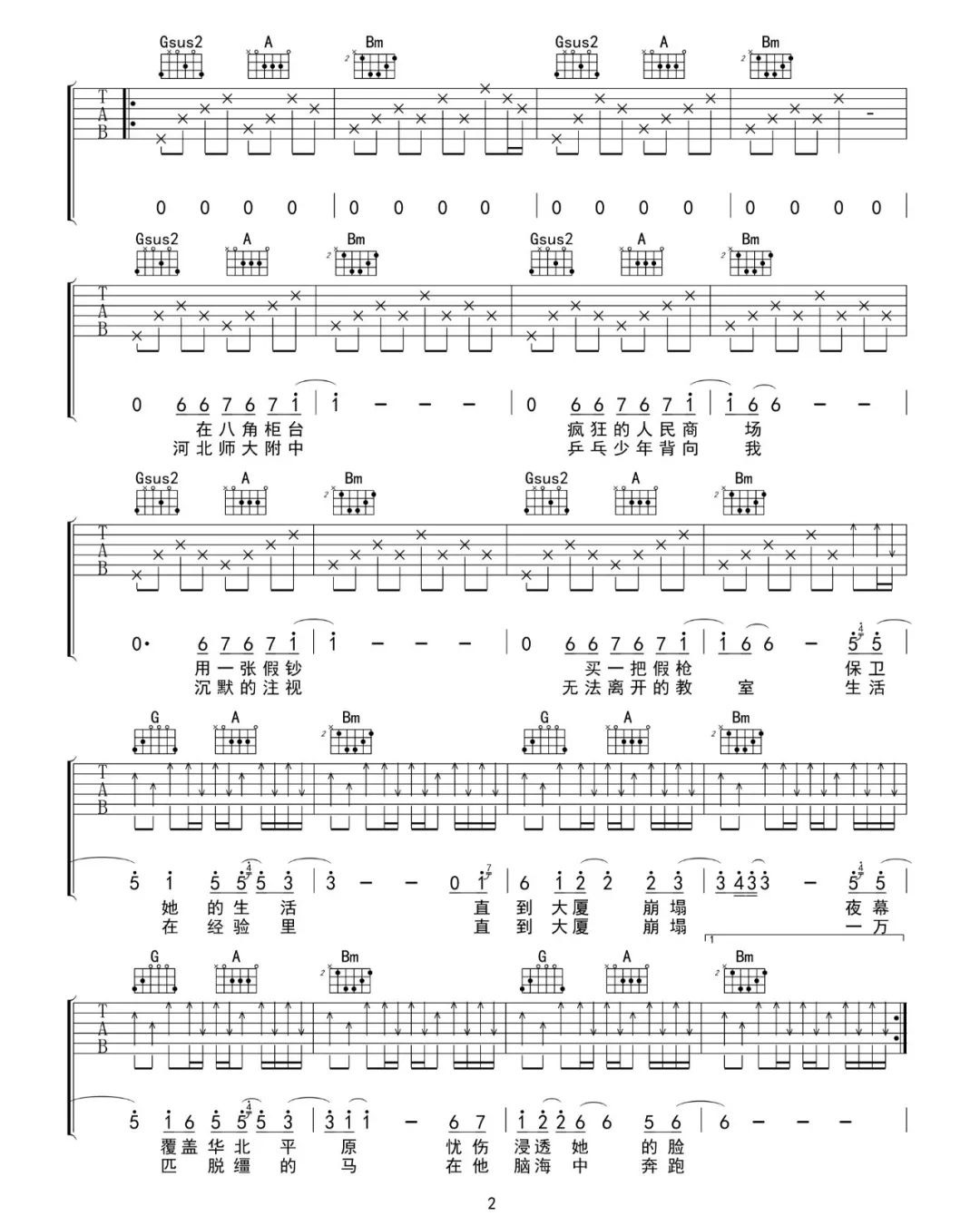 杀死那个石家庄人吉他谱_包师语_D调单音女生版-图片1