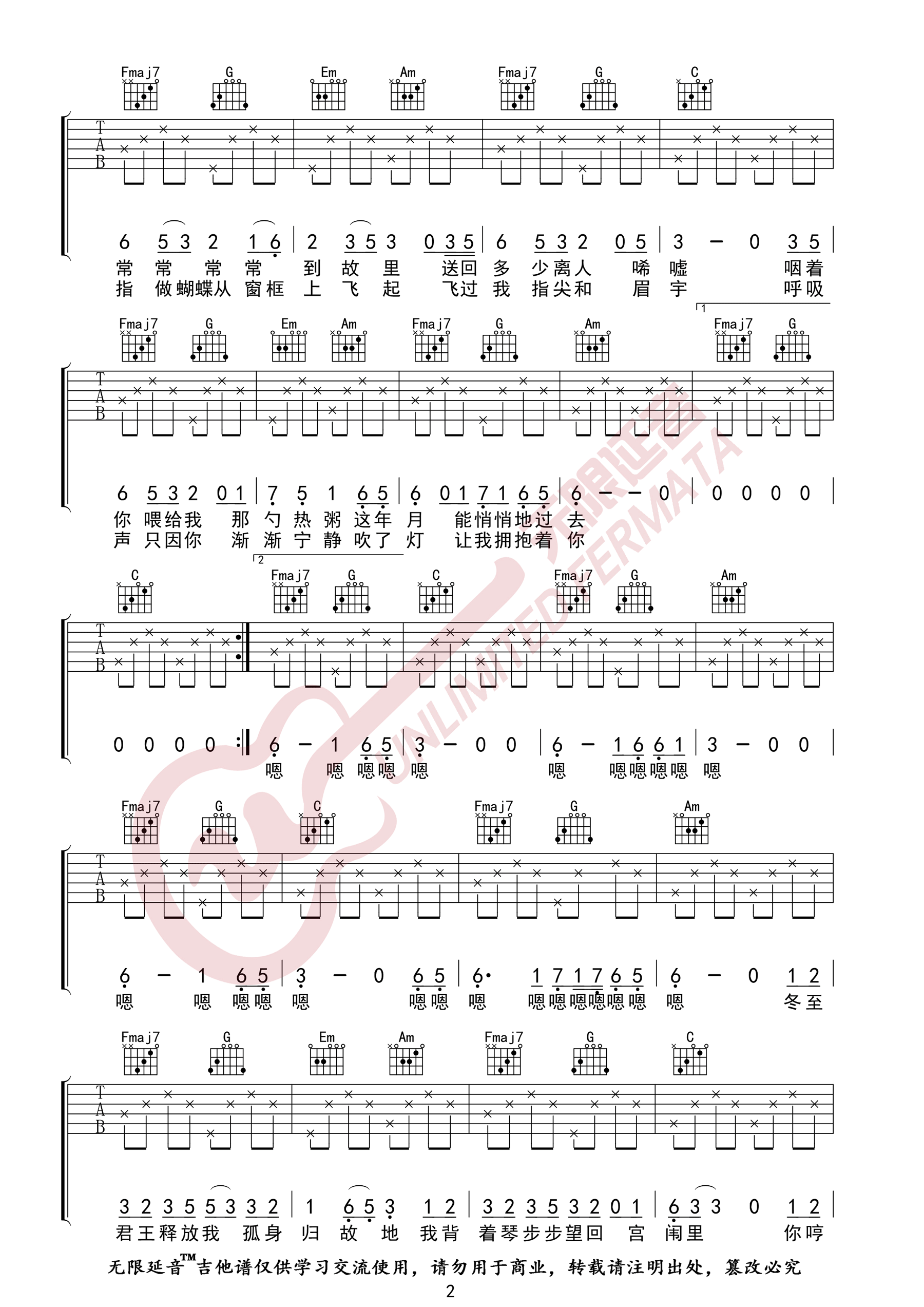 琴师吉他谱_要不要买菜_C调扫弦指法-图片1