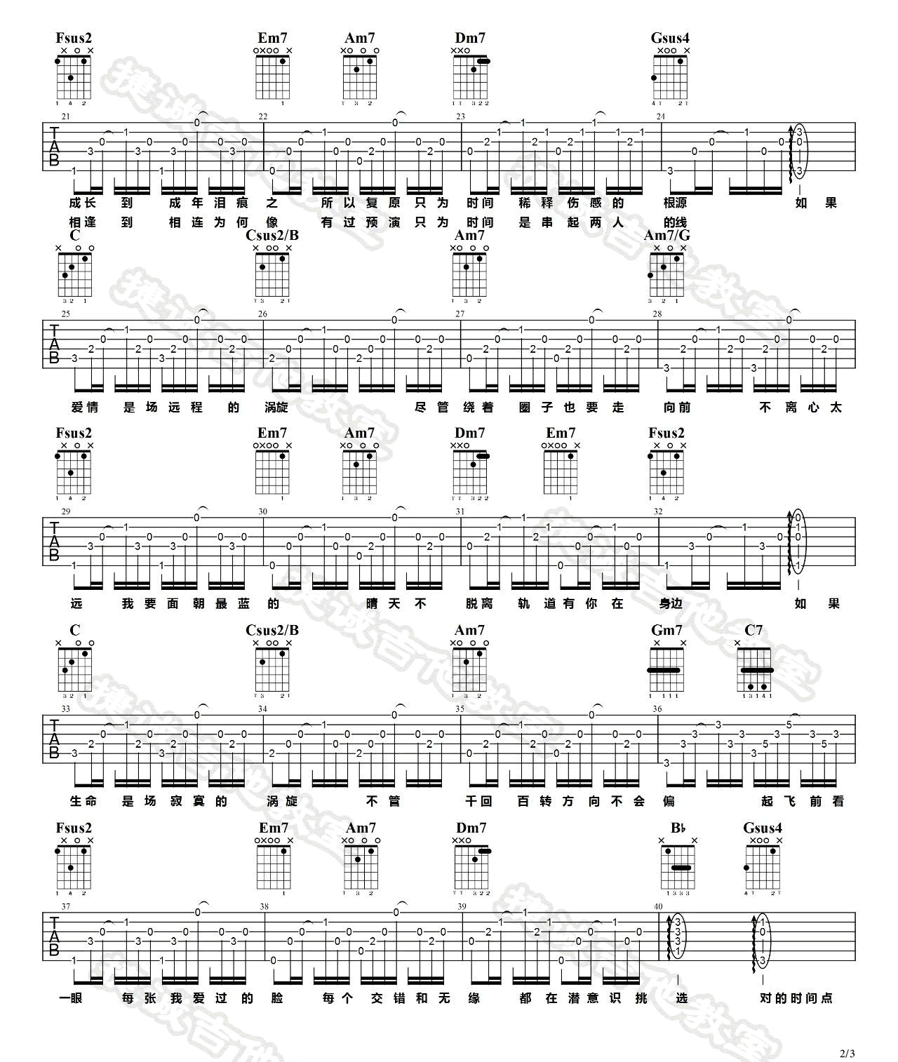 对的时间点吉他谱_林俊杰_C调扫弦指法-图片1