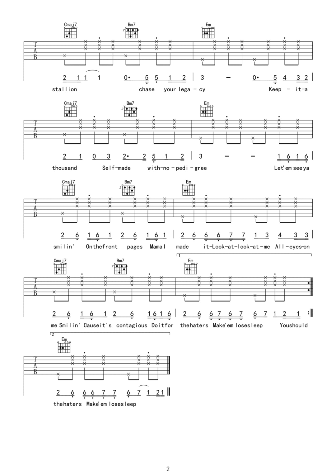 Bet On Me吉他谱_一条淡水鱼_G调调弦-图片1