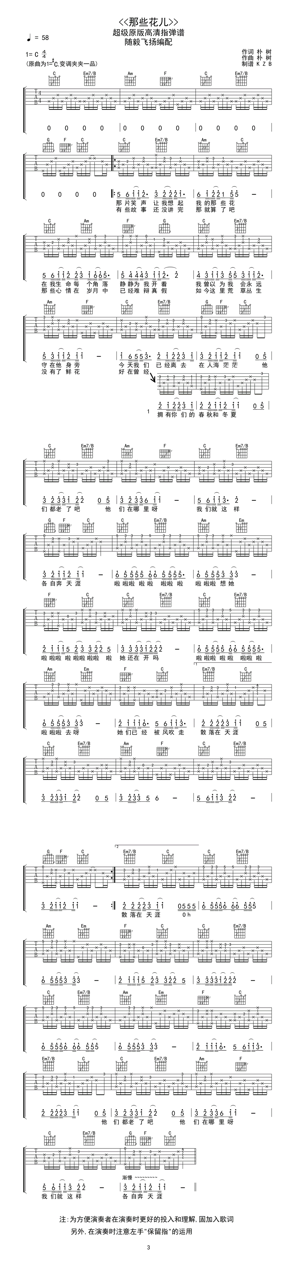 那些花儿吉他谱-范玮琪