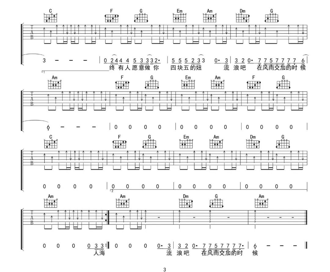 四块五吉他谱3-隔壁老樊