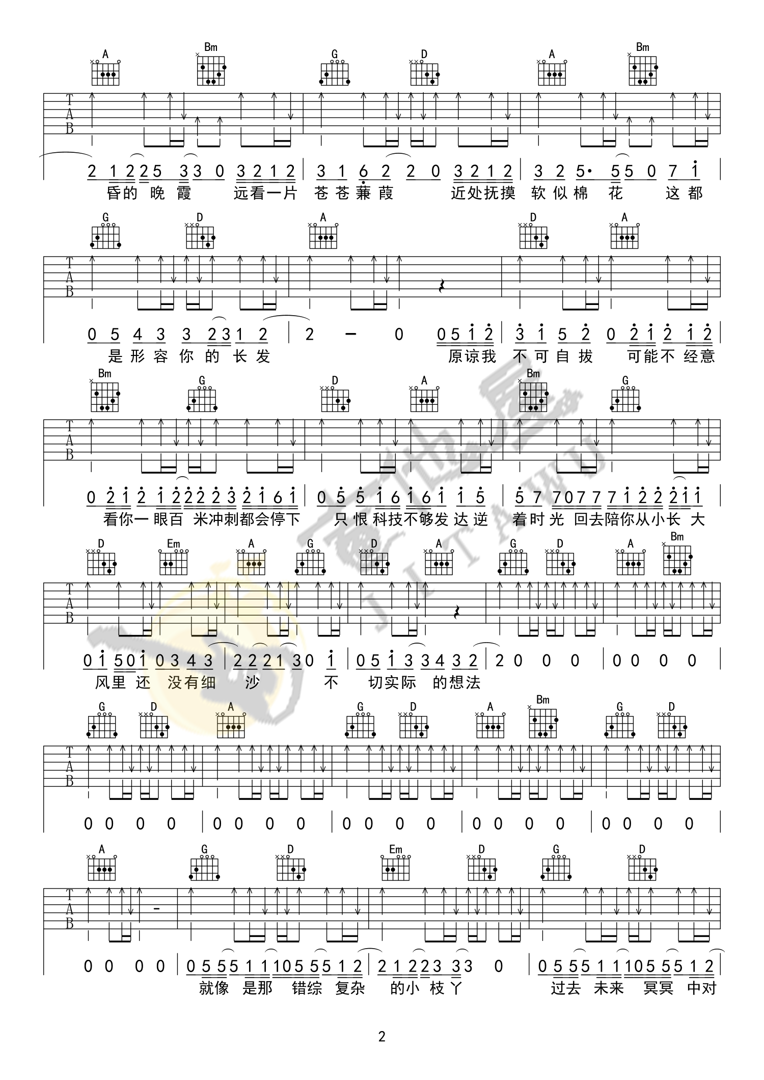 形容吉他谱_沈以诚_《形容》G调调弦-图片1