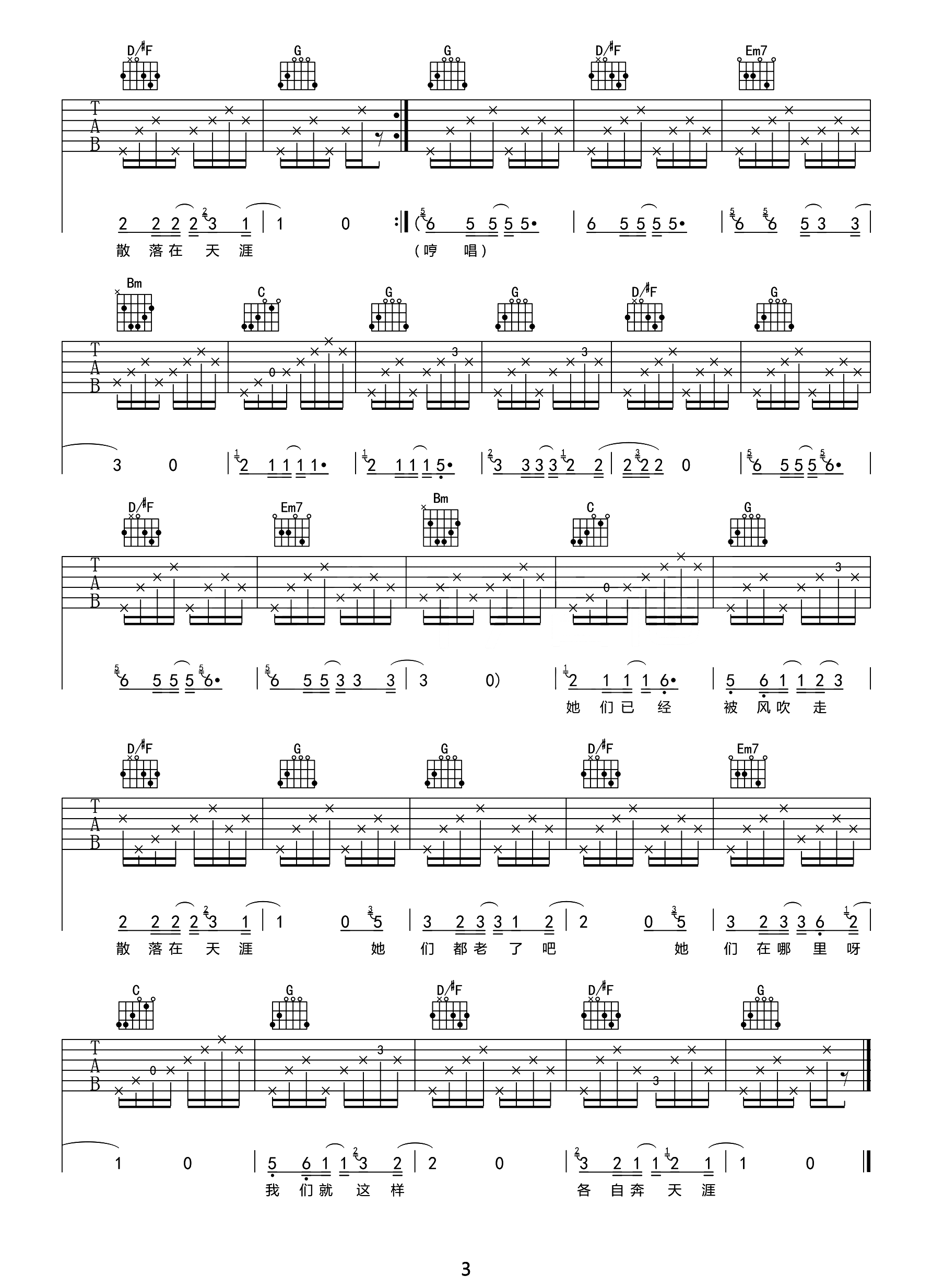 那些花儿吉他谱3-朴树