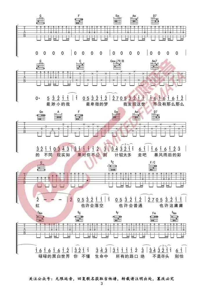 让我留在你身边吉他谱_陈奕迅_C调扫弦-图片1