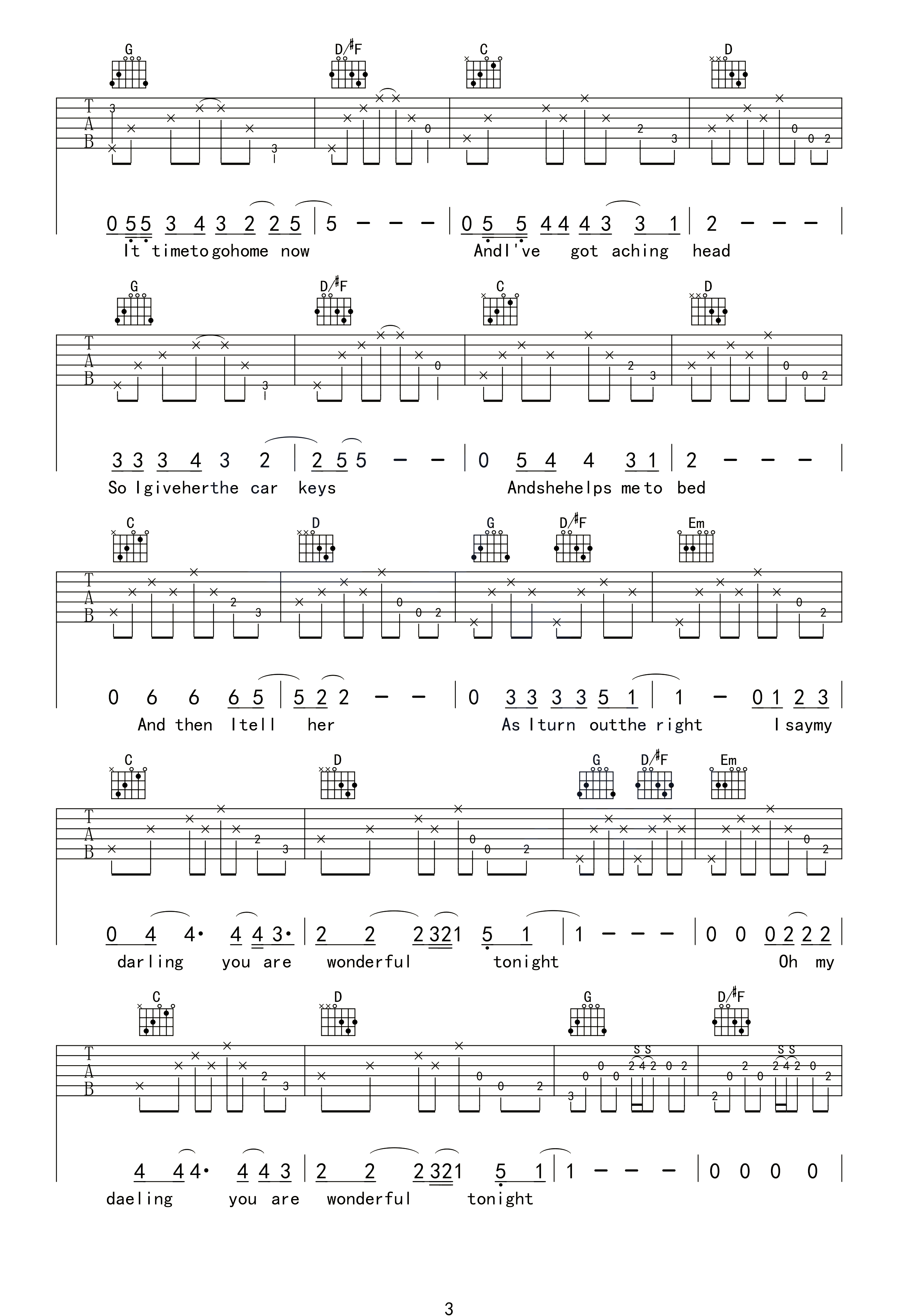 Wonderful-Tonight吉他谱3-Eric-Clapton