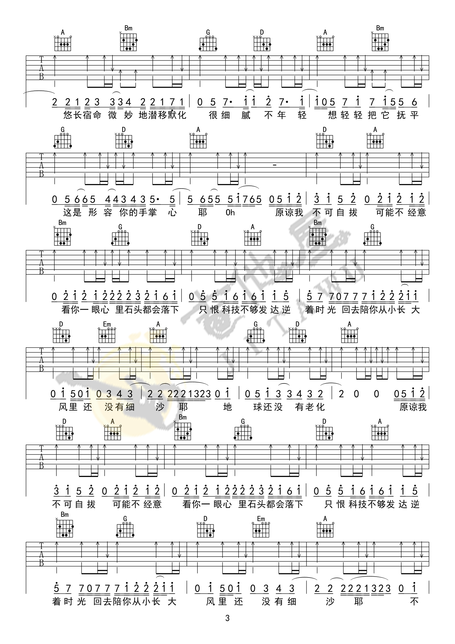 形容吉他谱_沈以诚_《形容》G调调弦-图片1