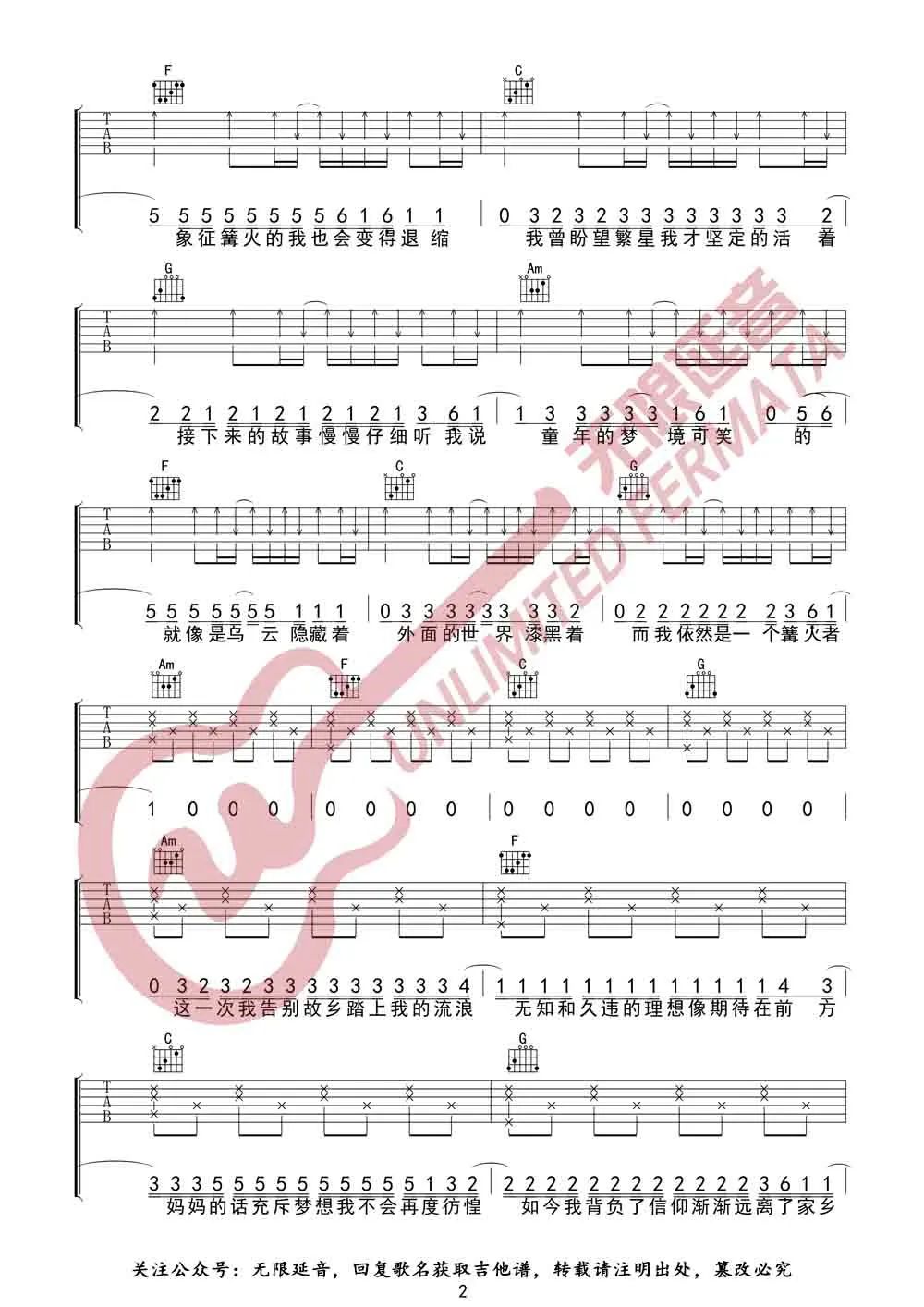 妈妈的话吉他谱_Zyboy忠宇_C调调弦扫弦版-图片1