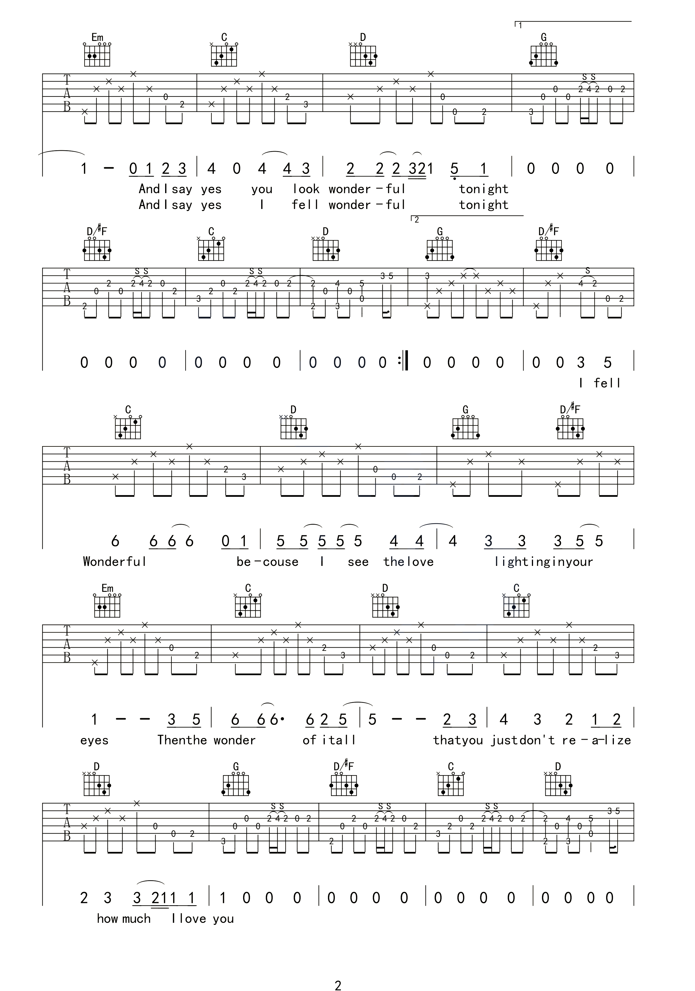 Wonderful-Tonight吉他谱2-Eric-Clapton