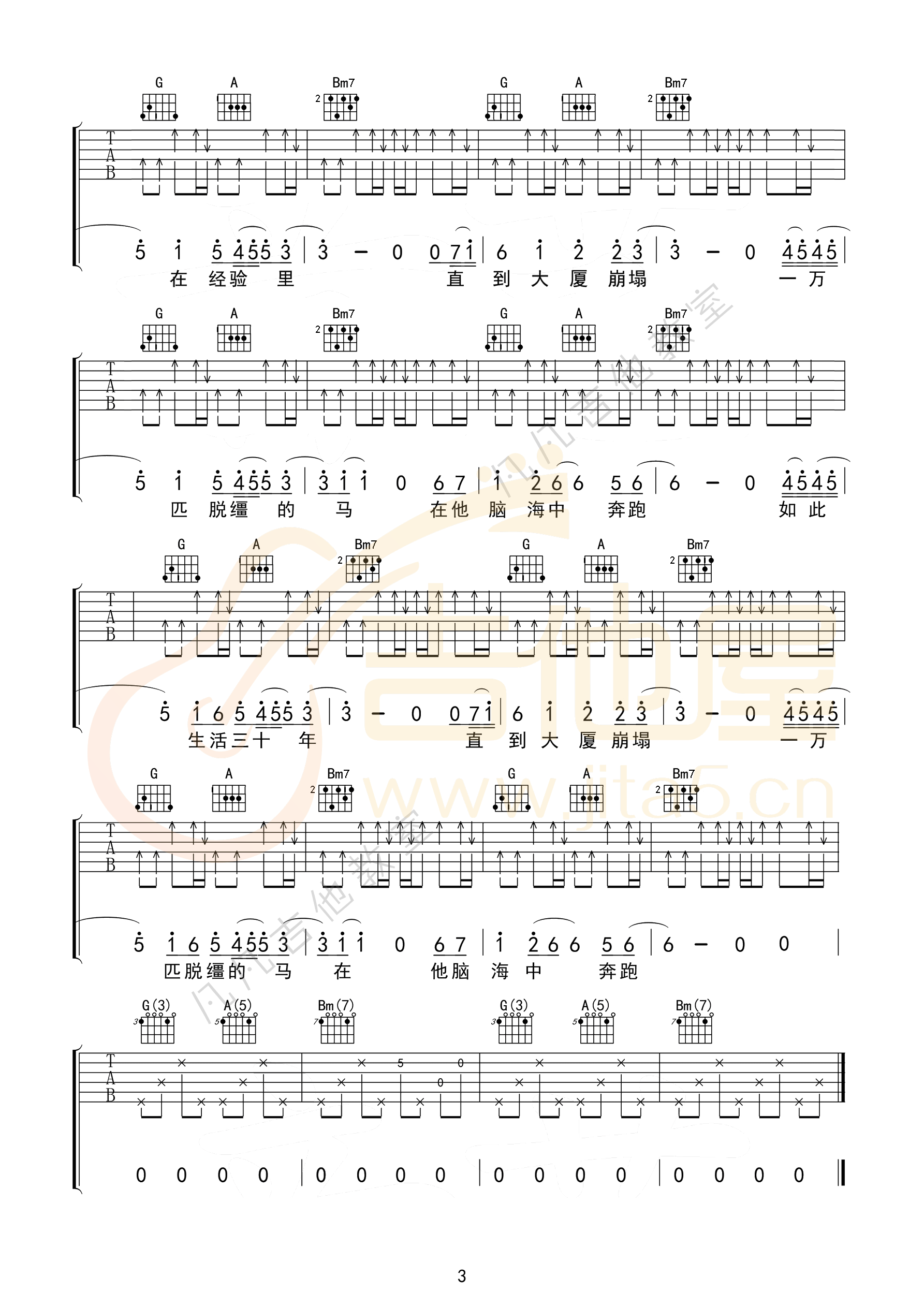 杀死那个石家庄人吉他谱3-万能青年旅店