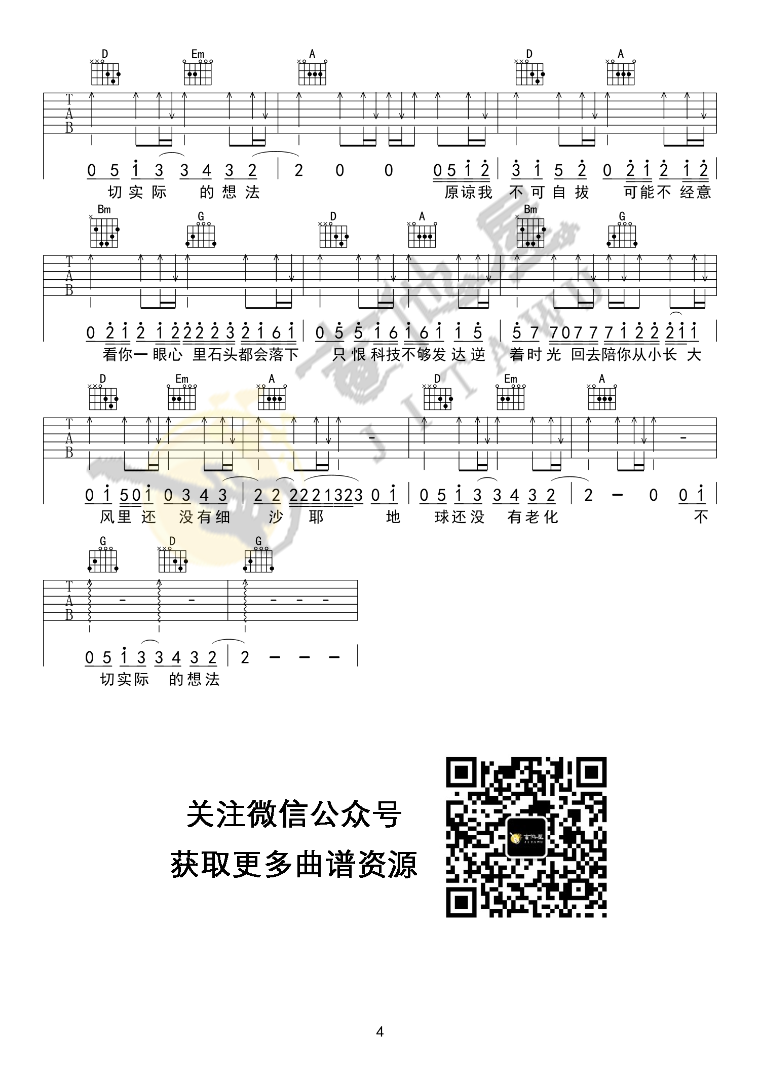 形容吉他谱_沈以诚_《形容》G调调弦-图片1
