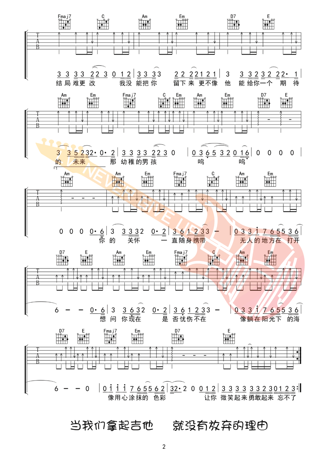 男孩吉他谱_梁博_C调和弦指法原版-图片1