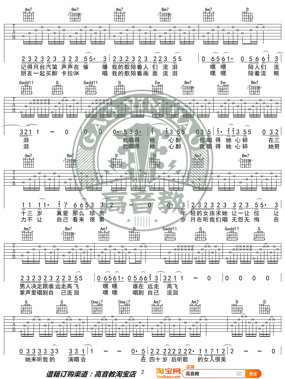她来听我的演唱会吉他谱_张学友_G调扫弦简单版-图片1