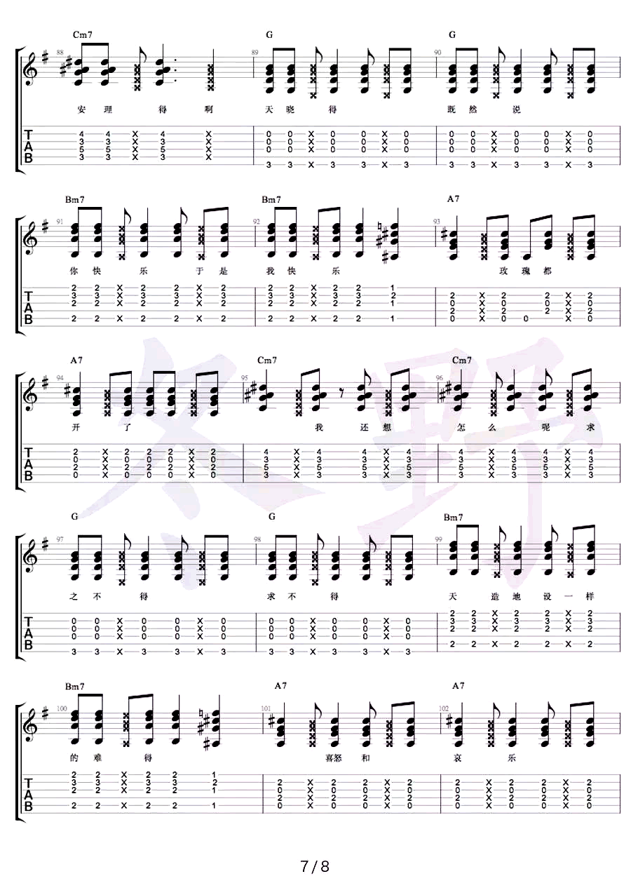 你快乐所以我快乐吉他谱7-王菲