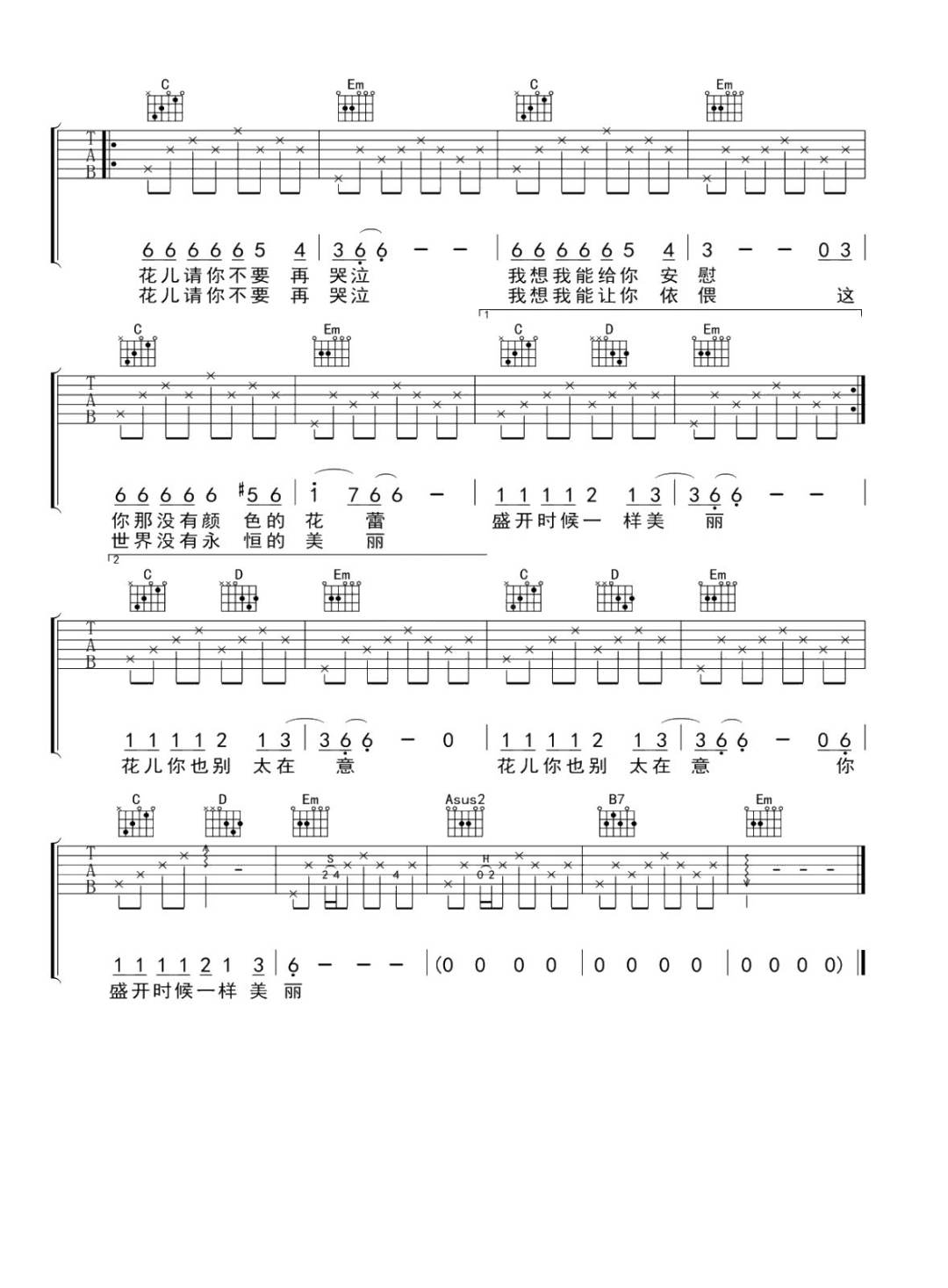 她们吉他谱_陈楚生_G调演奏版