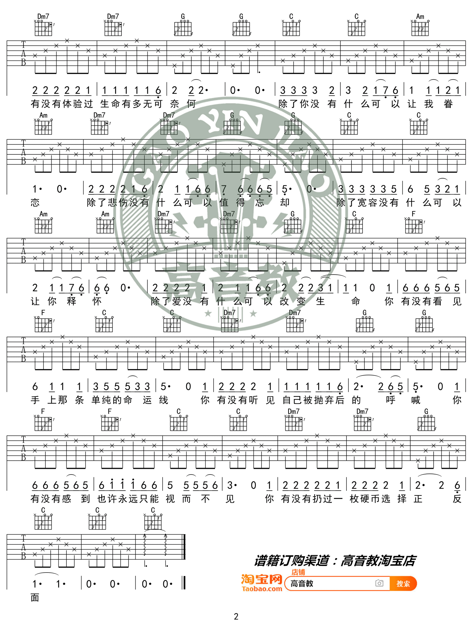 硬币吉他谱2-汪峰