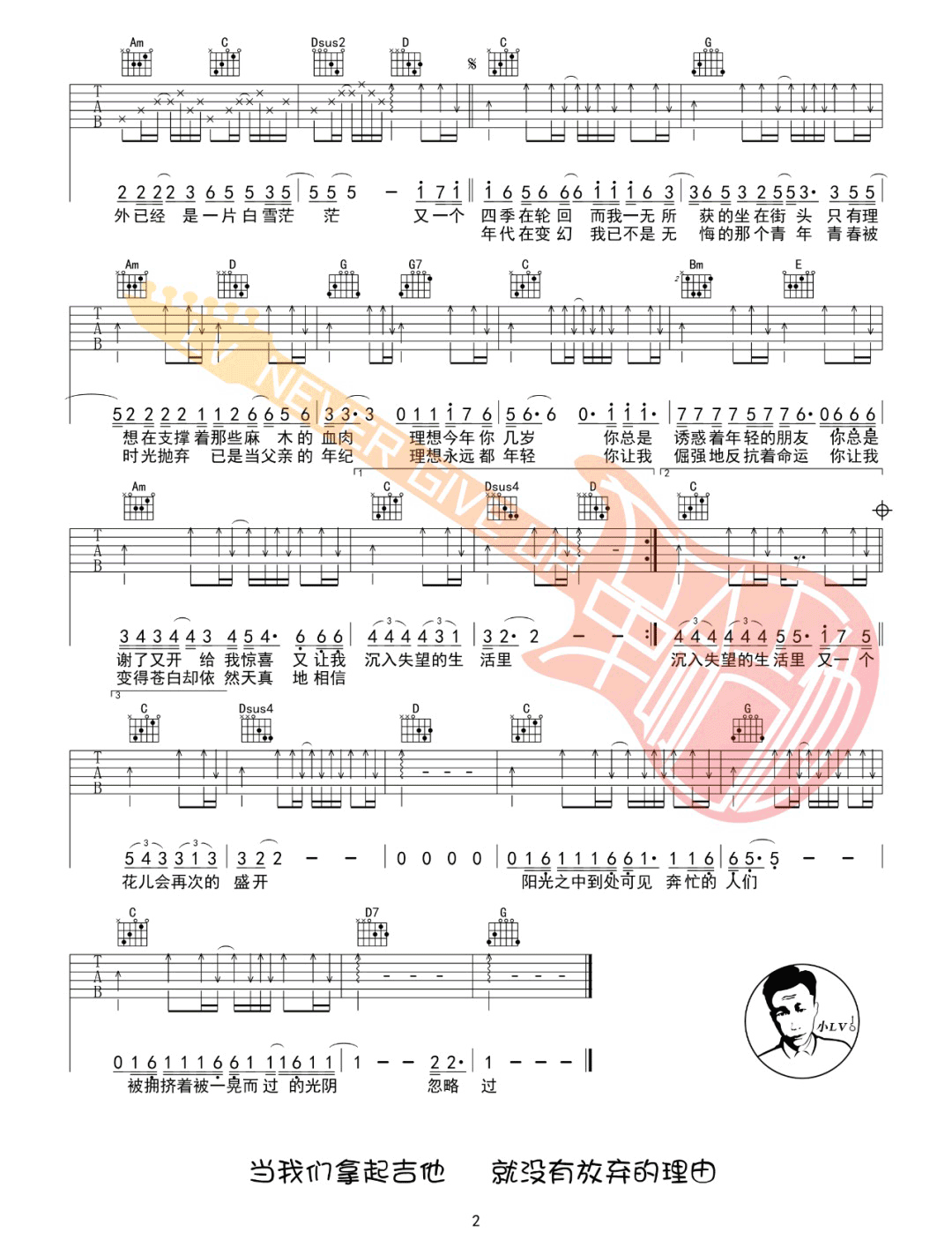 理想吉他谱_赵雷_《理想》G调扫弦版 弹唱教学视频-图片1