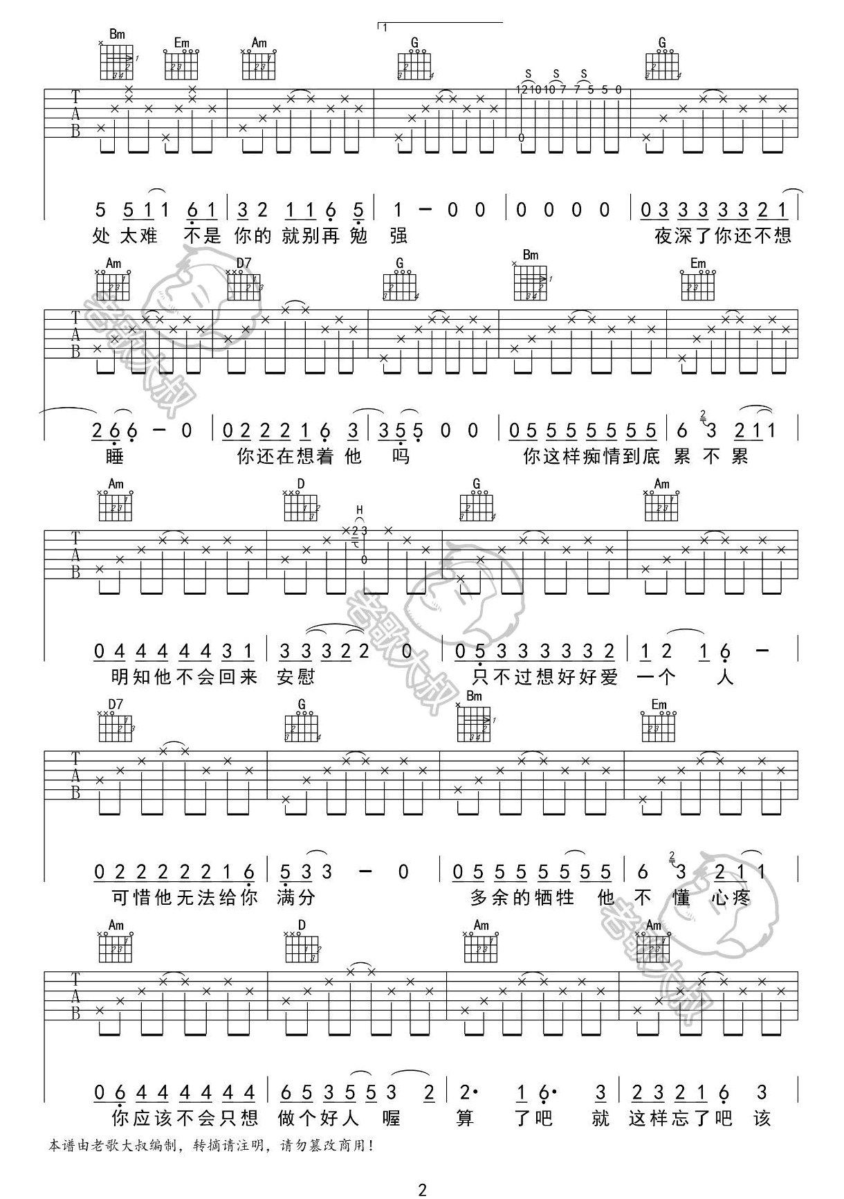 心太软吉他谱2-任贤齐