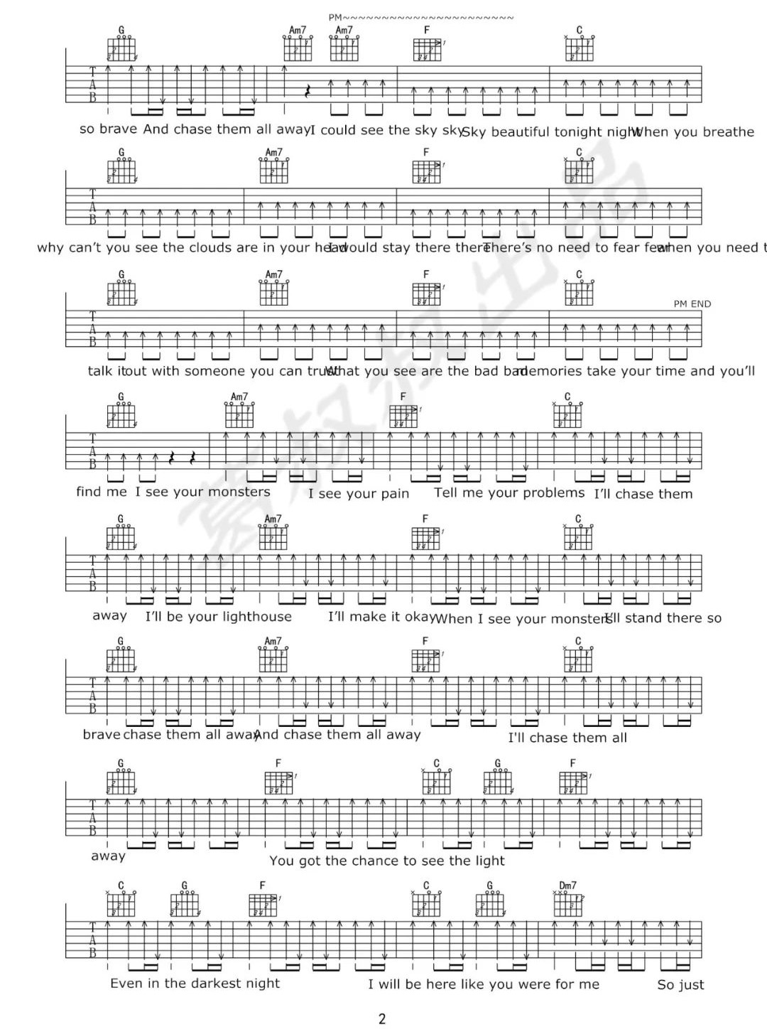 Monsters吉他谱_Katie Sky_C调和弦简单版-图片1