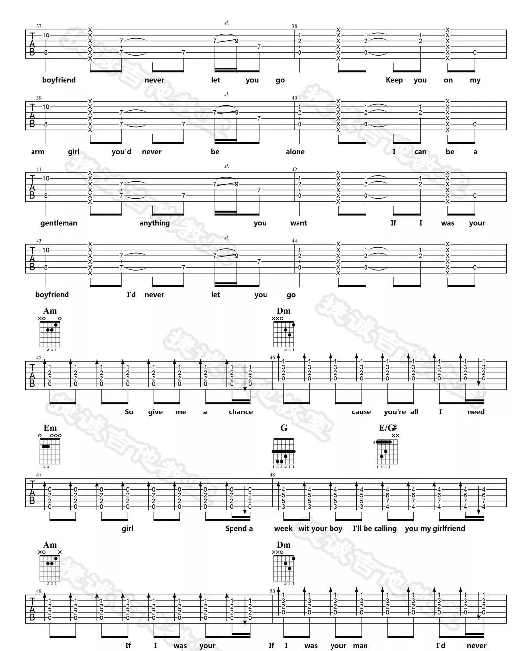 Boyfriend吉他谱_Justin Bieber_C调演奏原版-图片1