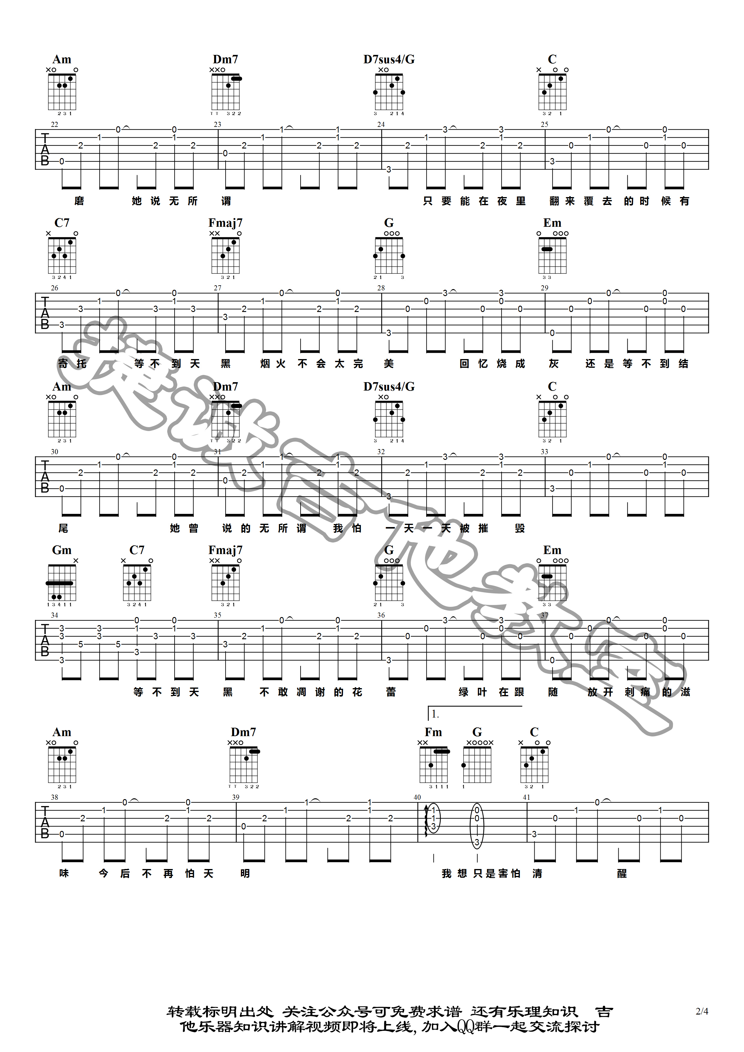 她说吉他谱_林俊杰_C调调弦原版-图片1