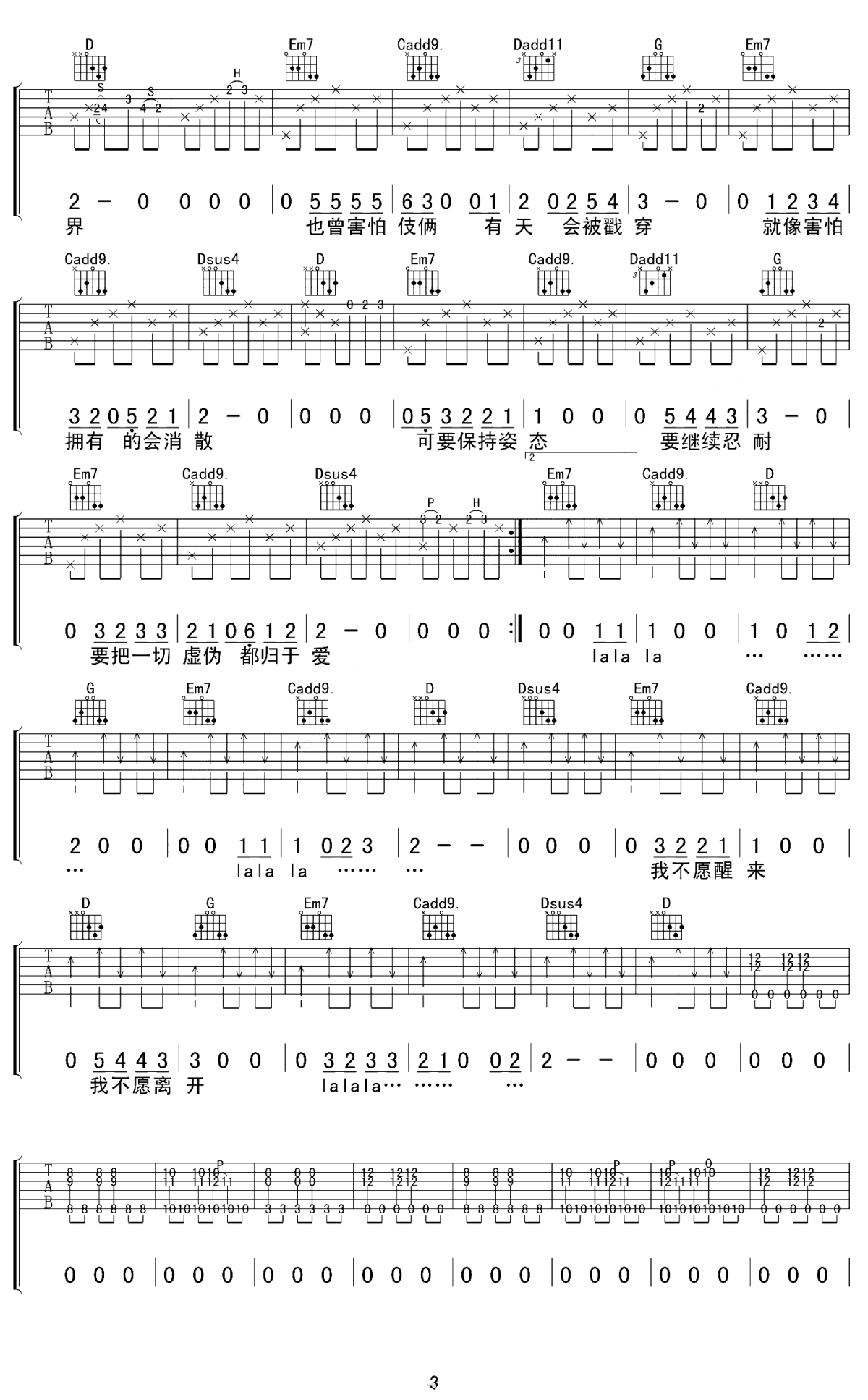 颠倒梦想吉他谱_梁博_G调演奏指法原版-图片1