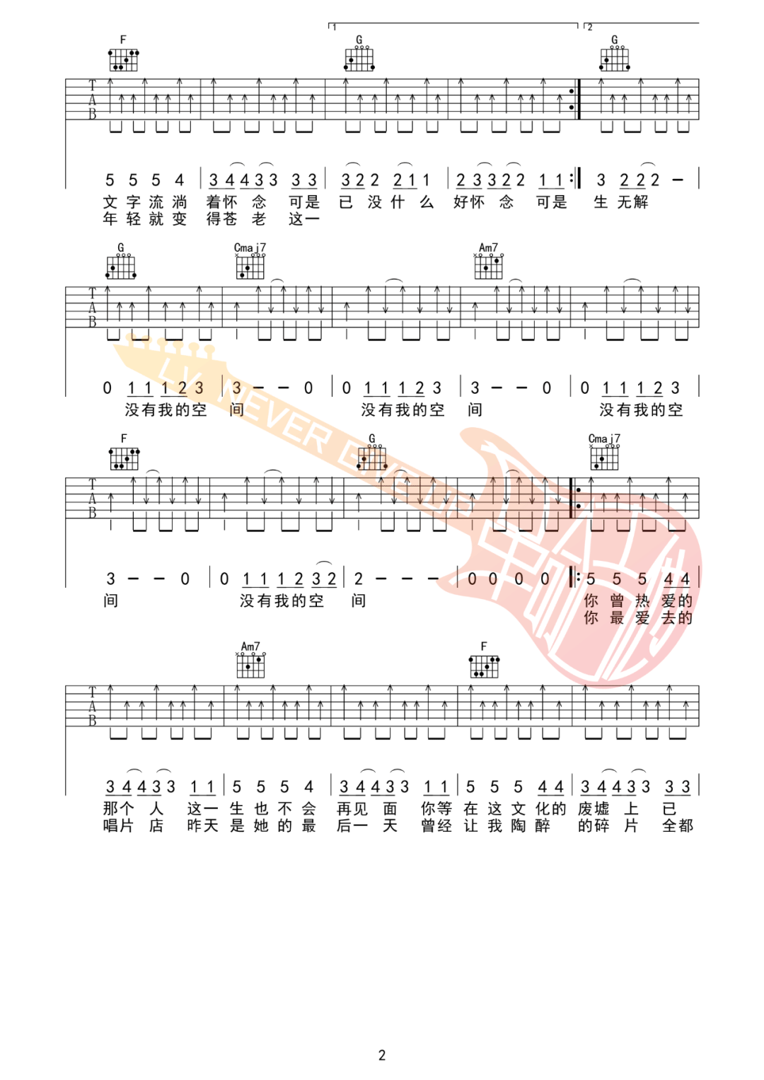 没有理想的人不伤心吉他谱2-新裤子乐队