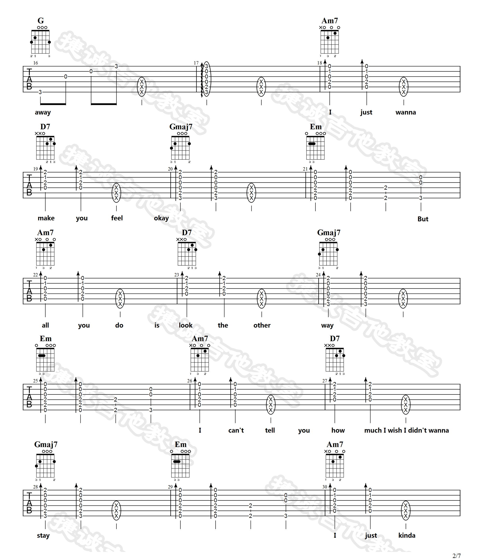 Wish You Were Gay吉他谱_Billie Eilish_G调单音版