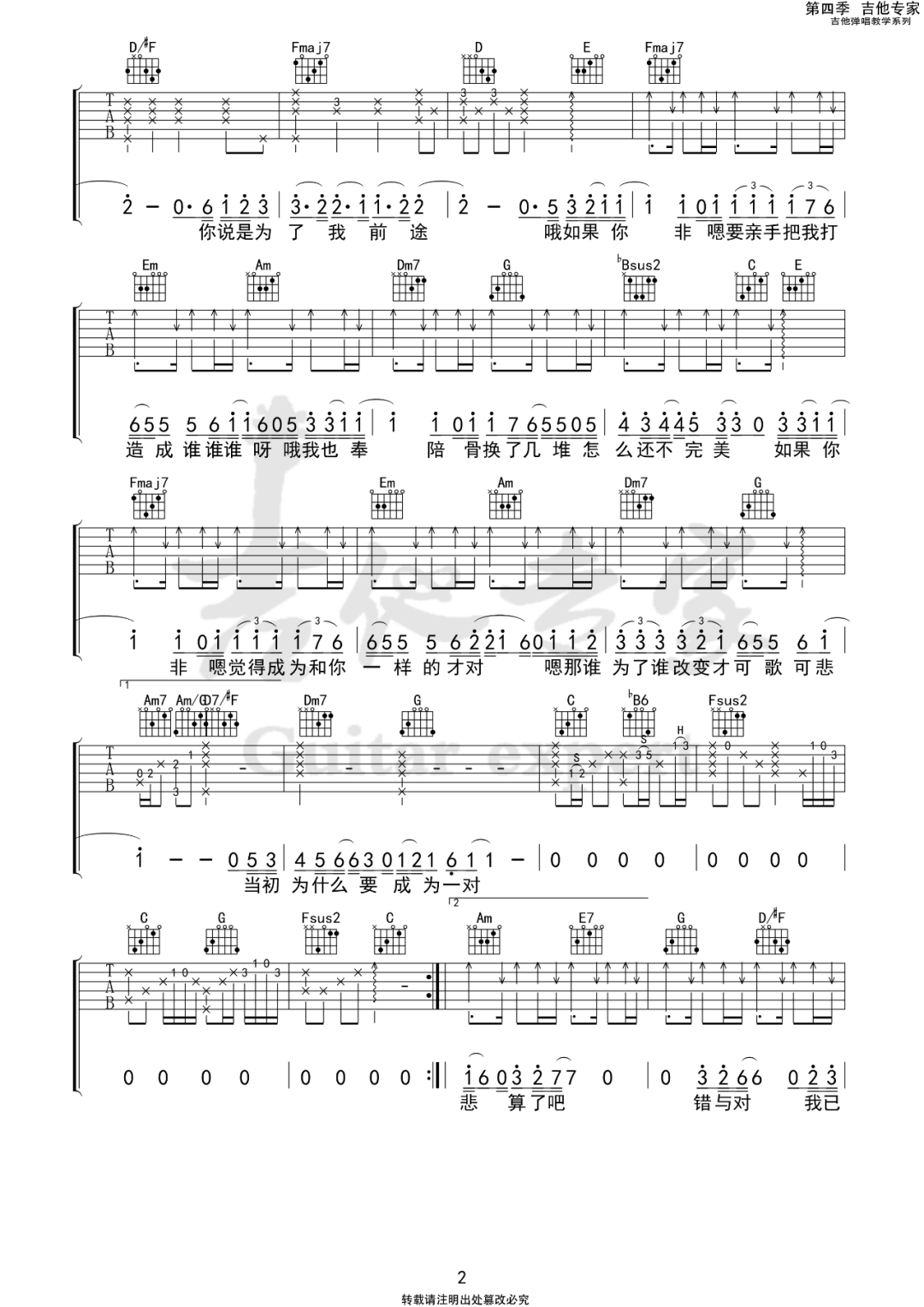 脱胎换骨吉他谱_李荣浩_C调扫弦简单版-图片1
