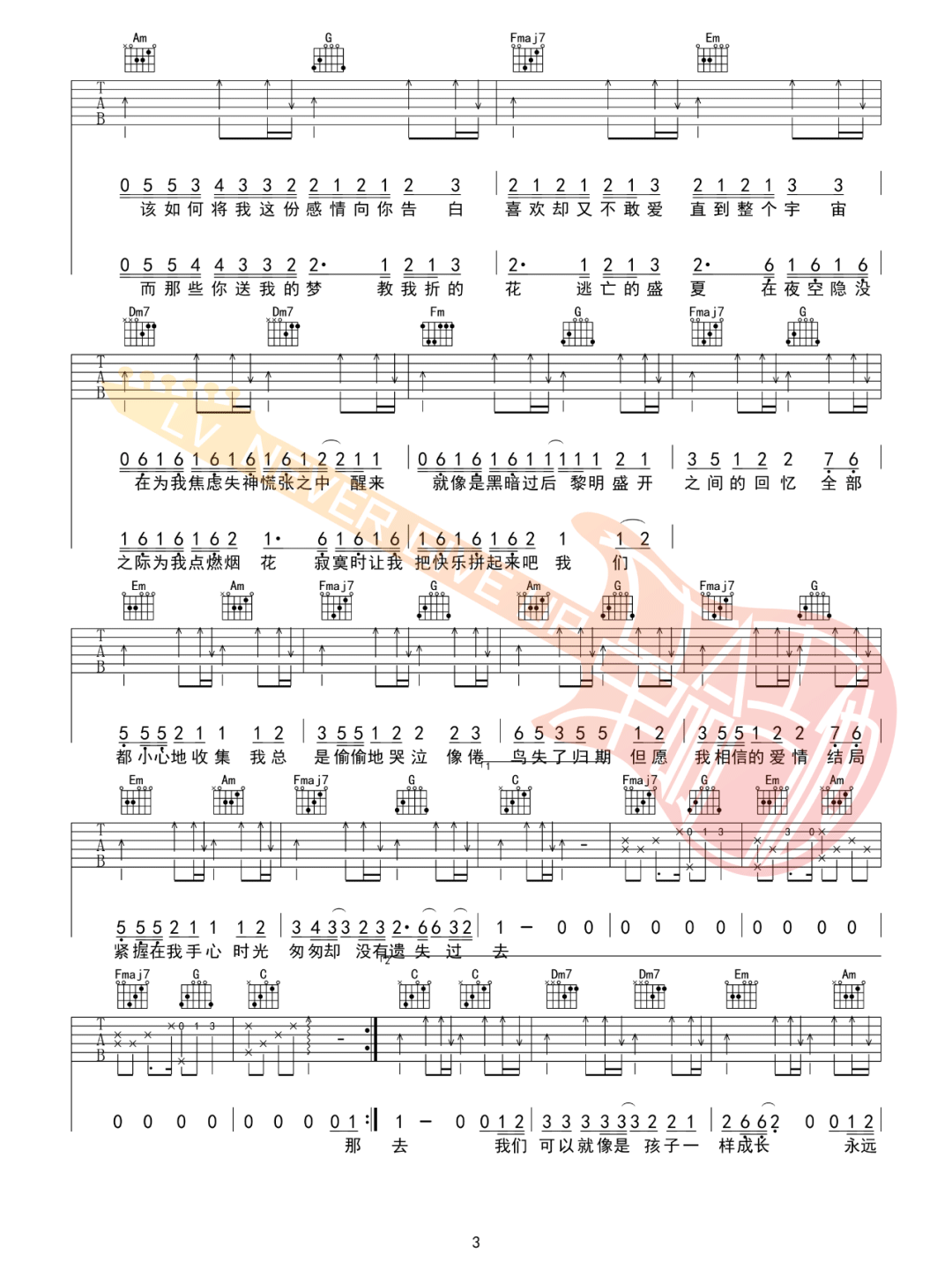 把回忆拼好给你吉他谱_王贰浪_C调双音版 弹唱教学视频-图片1