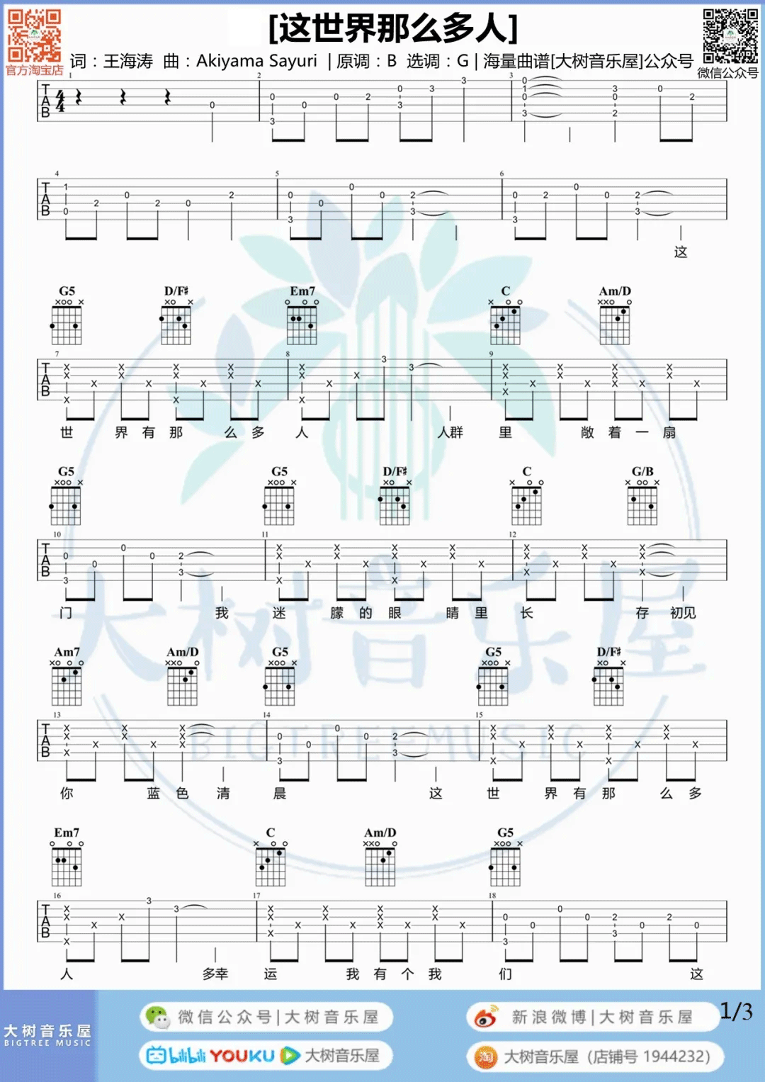 这世界那么多人吉他谱1-莫文蔚