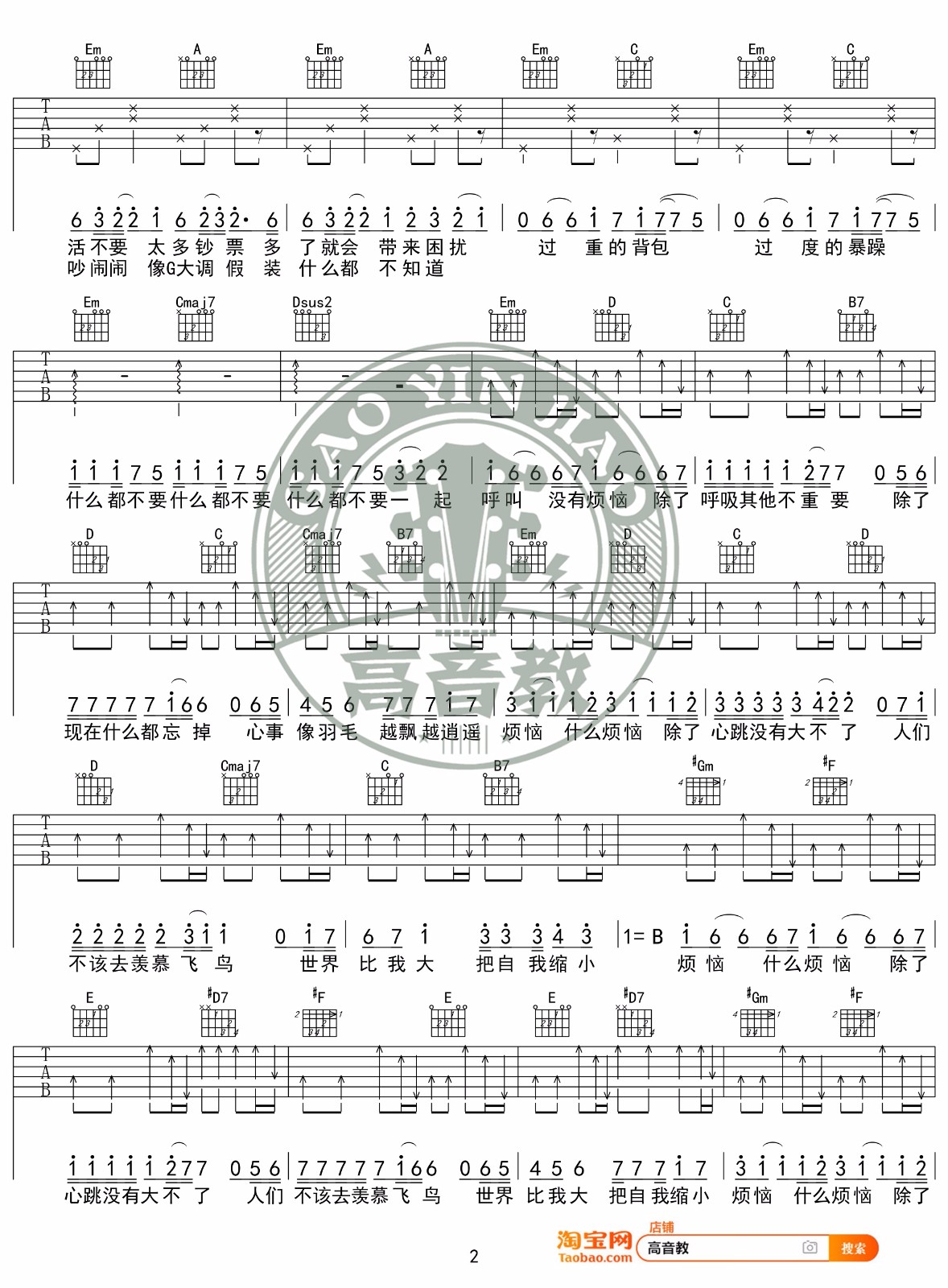 烦恼歌吉他谱_张学友_G调调弦版 弹唱教学视频-图片1