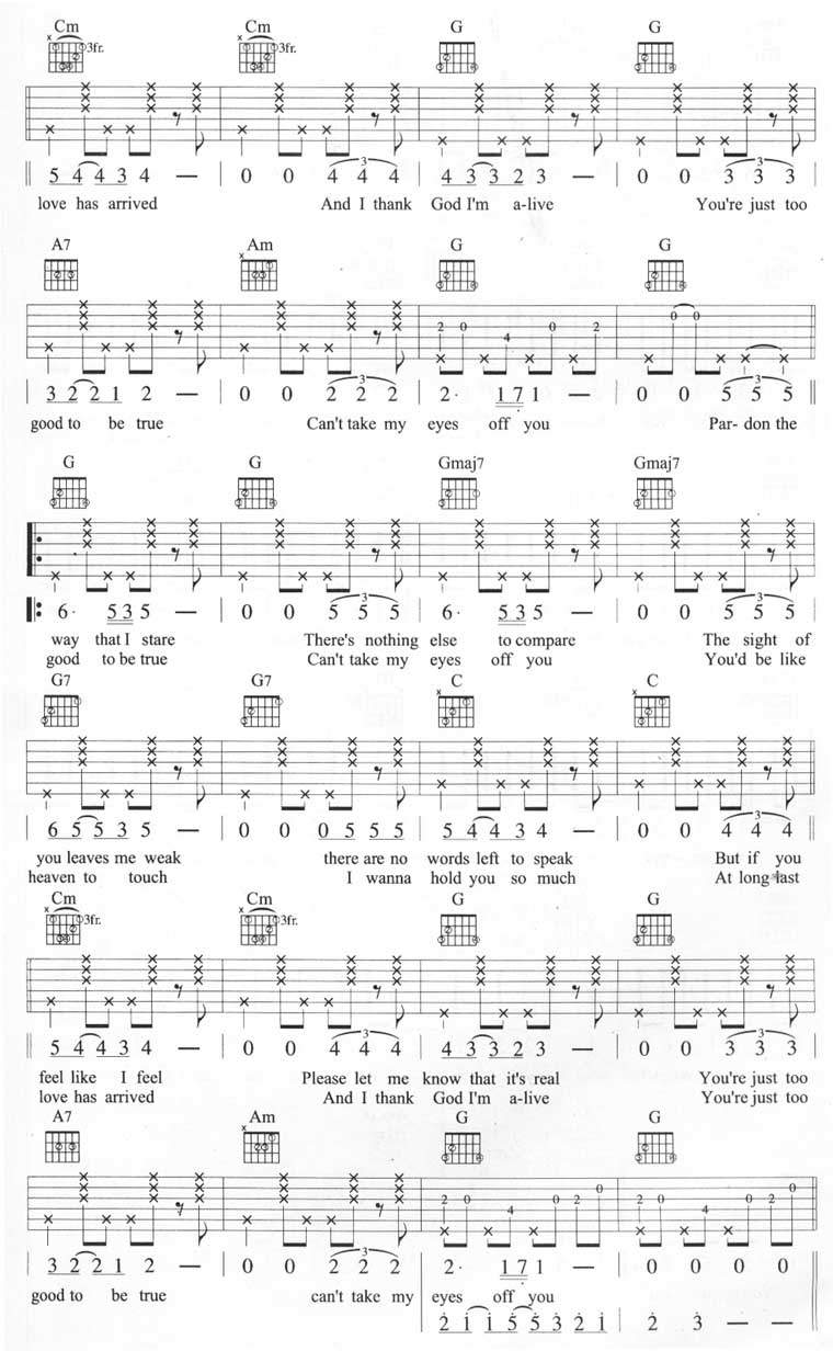 Can’t Take My Eyes Off You吉他谱_王若琳_G调扫弦版