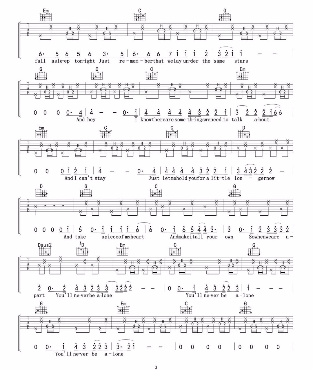 Never Be Alone吉他谱_Shawn Mendes_G调演奏-图片1