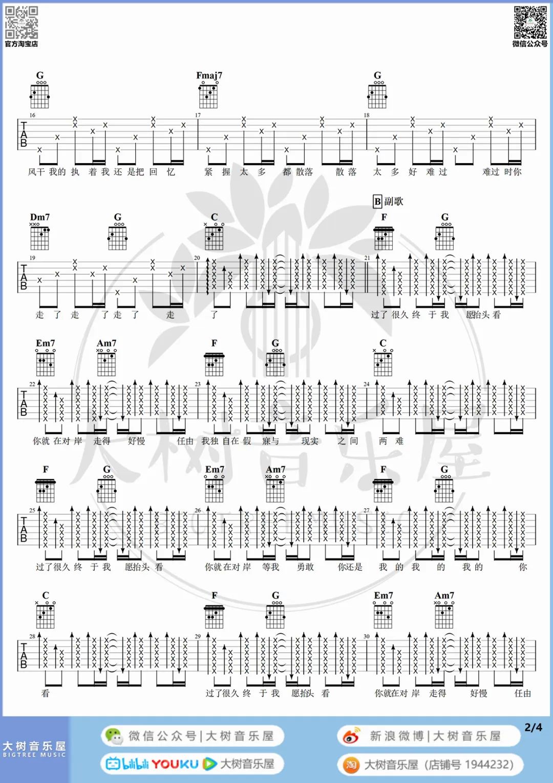走马吉他谱_陈粒_C调和弦版 弹唱教学视频-图片1