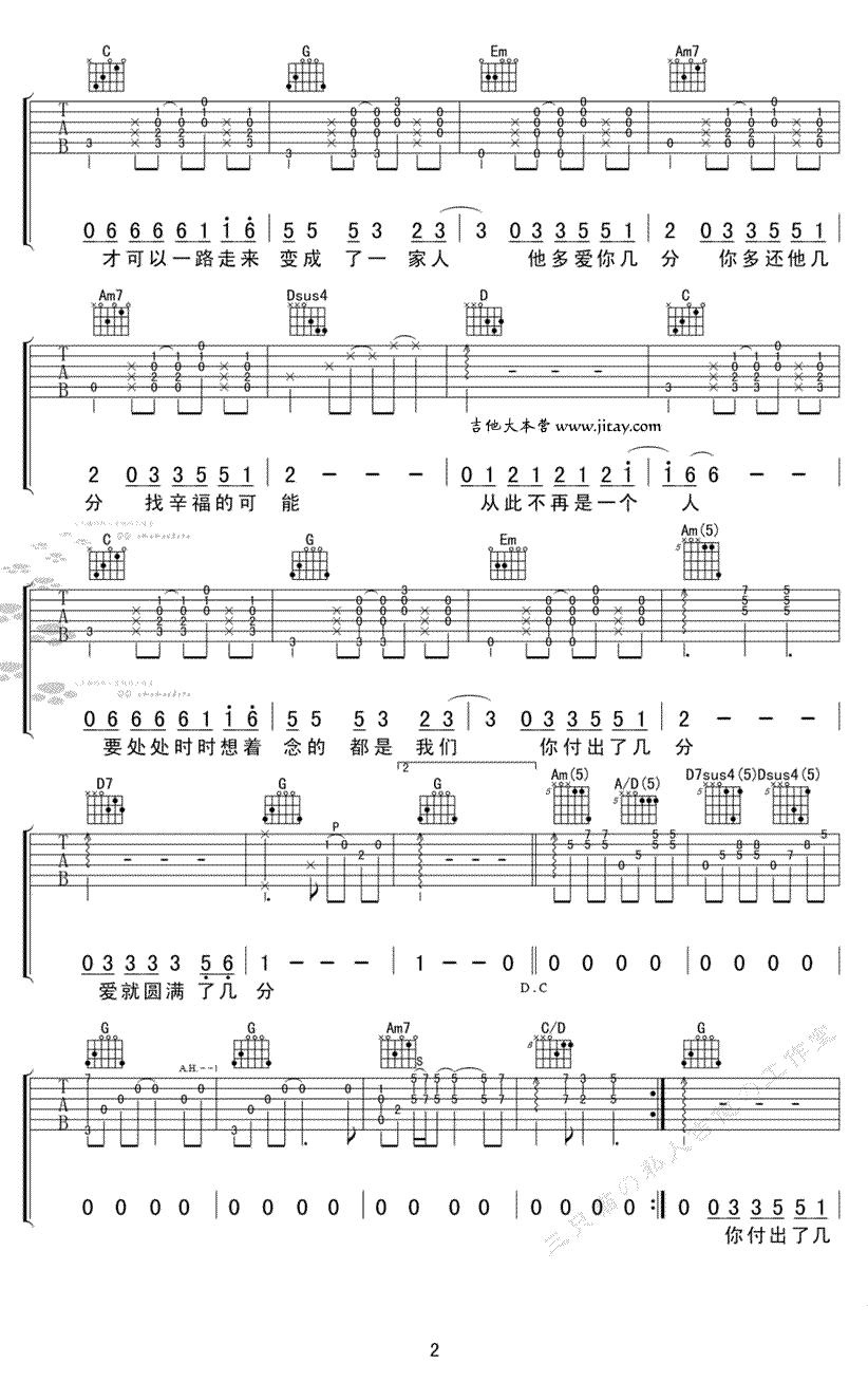 给你们吉他谱2-张宇