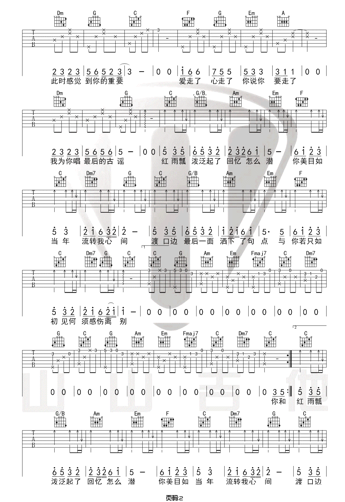 如果当时吉他谱_许嵩_C调和弦版 弹唱教学视频-图片1