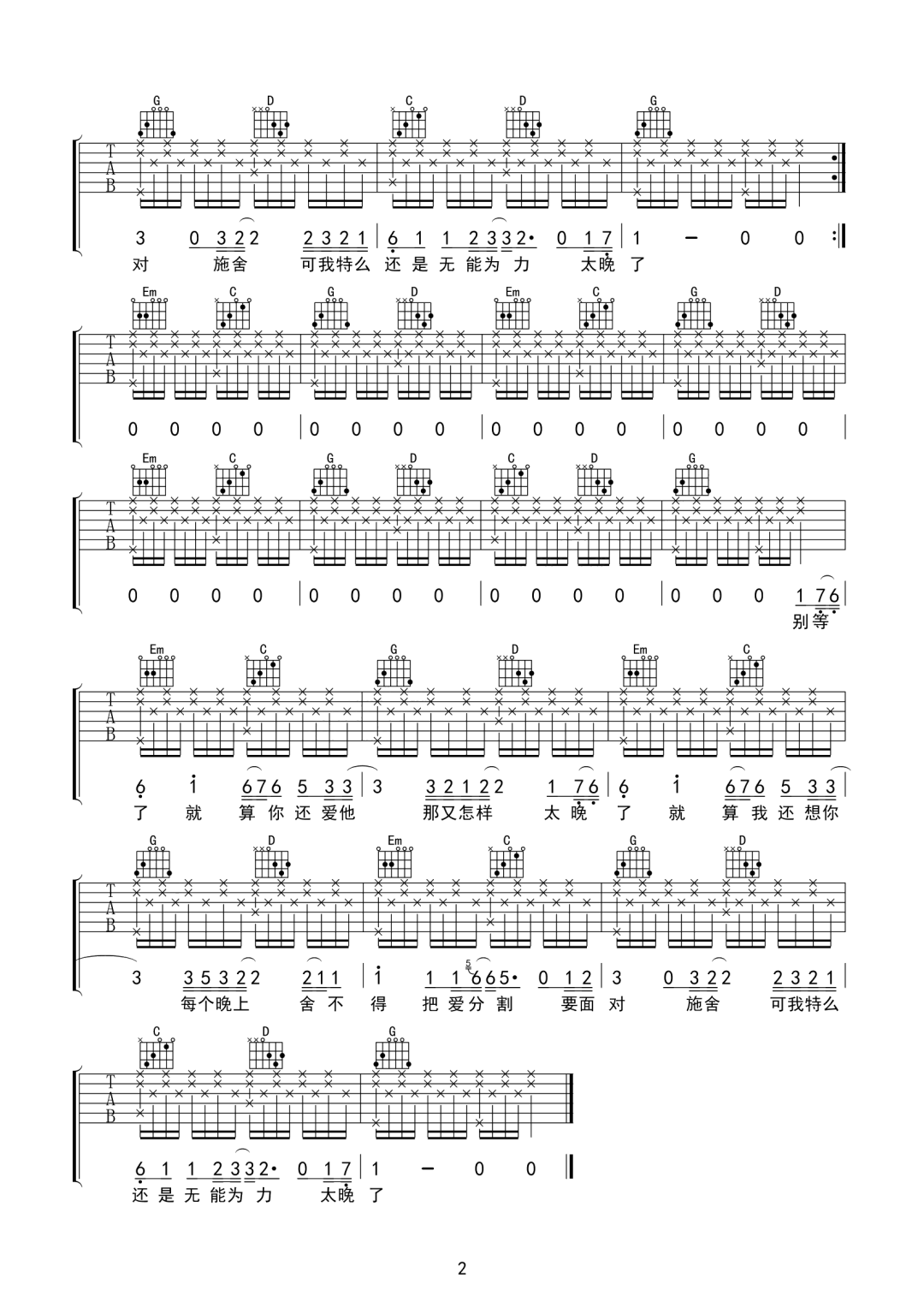 别等了吉他谱2-新学校废物合唱团