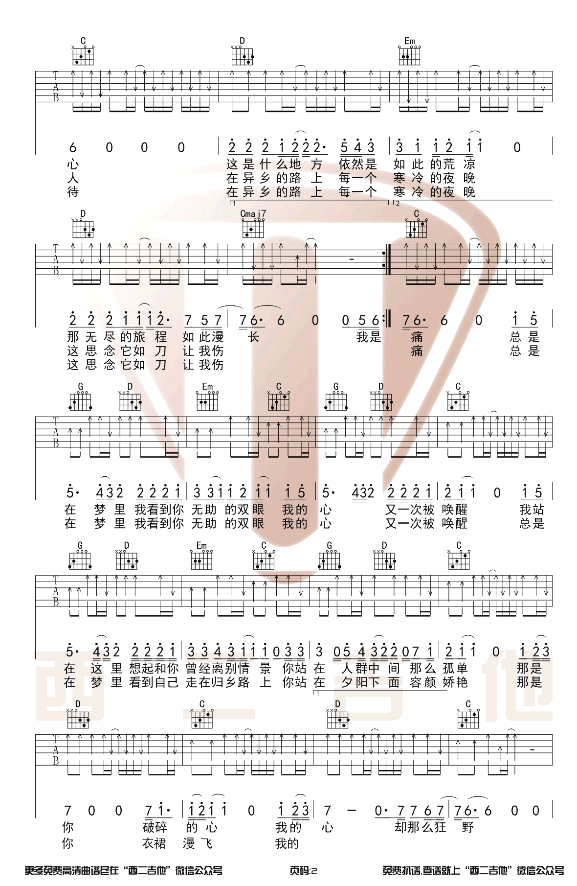 故乡吉他谱2-许巍