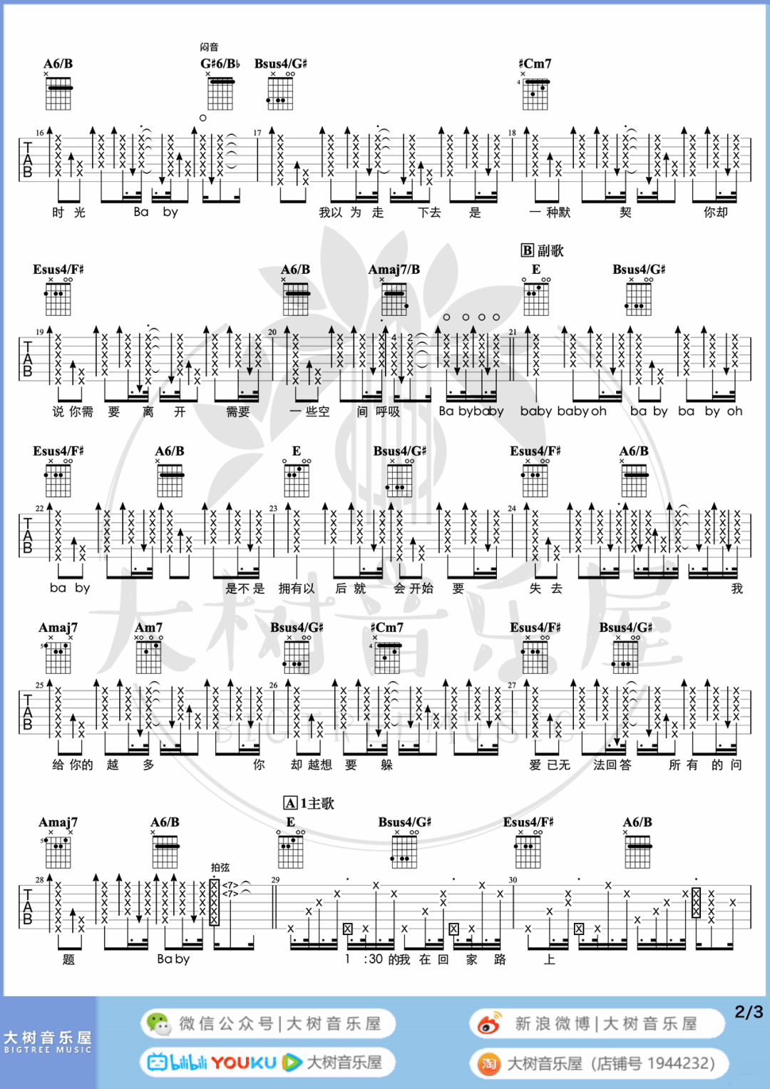 飞机场的10-30吉他谱_陶喆_E调和弦版 弹唱教学视频-图片1