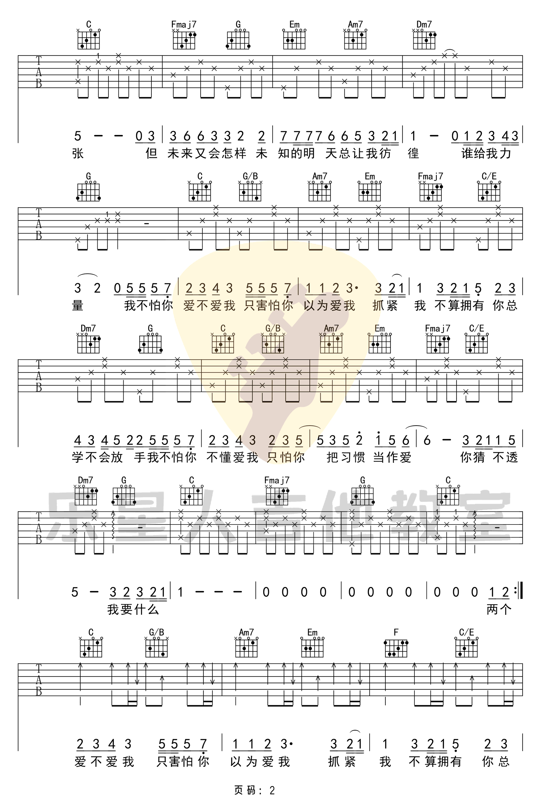 这就是爱吗吉他谱_容祖儿_C调调弦指法原版-图片1