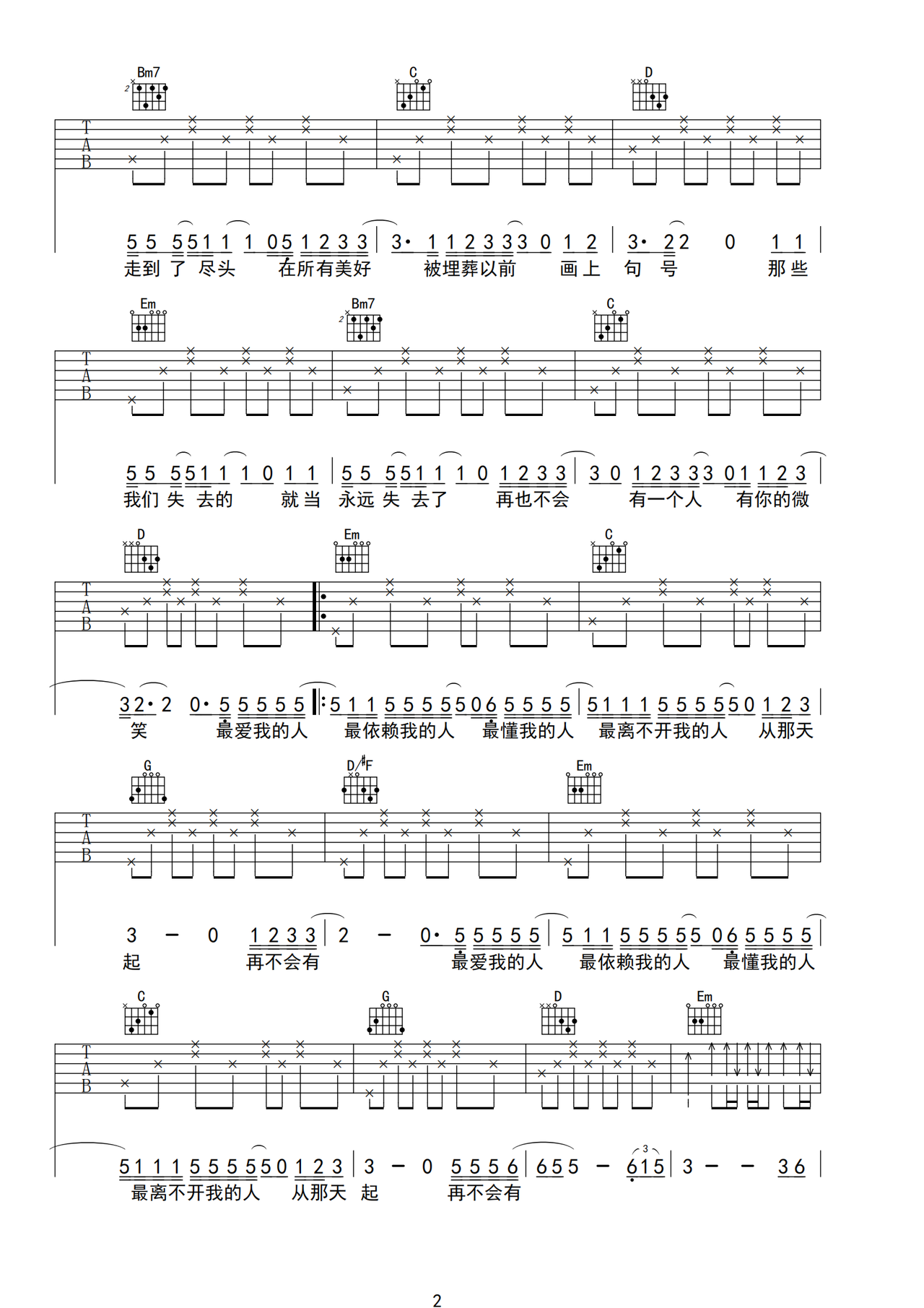 从那天起吉他谱2-杨和苏