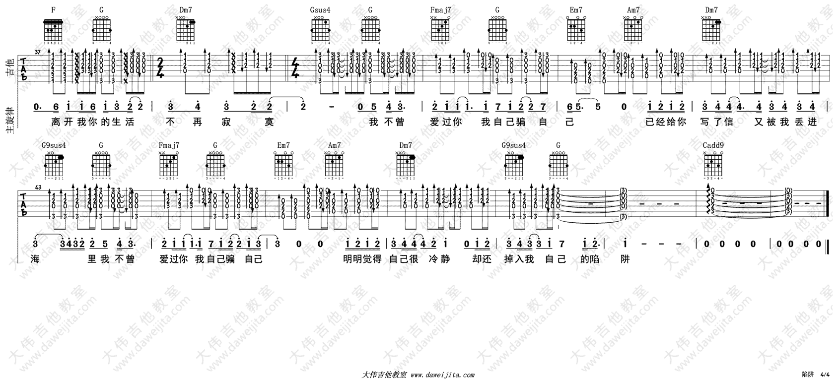 陷阱吉他谱4-王北车