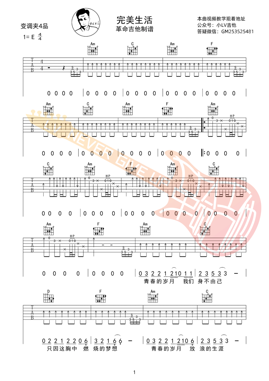 完美生活吉他谱_许巍_C调和弦版 弹唱教学视频-图片1